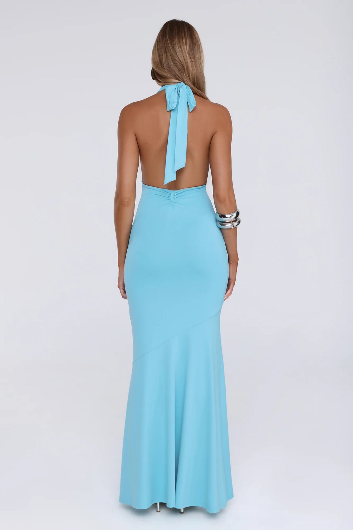 The Editorial Wardrobe Halter Maxi Dress Blue