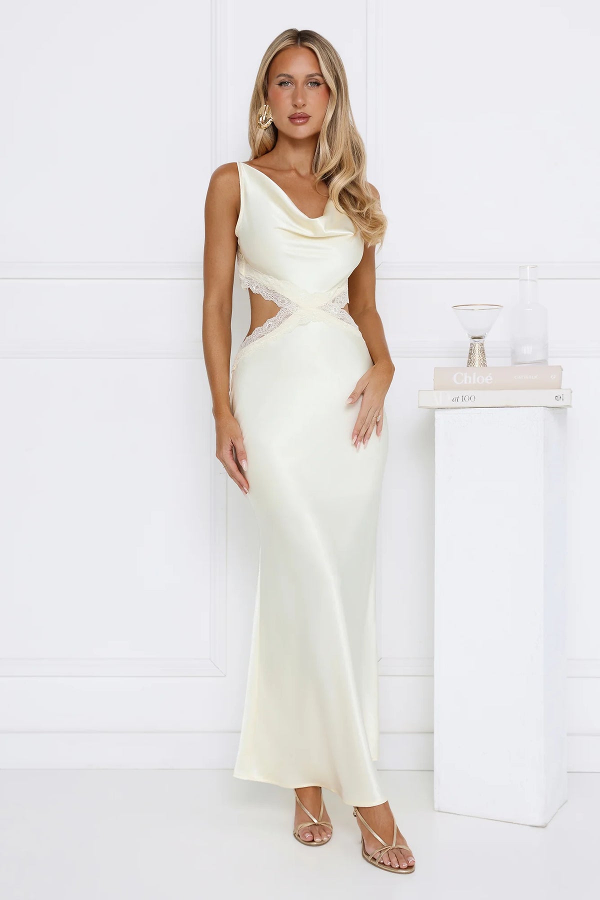 Metro Nights Satin Maxi Dress Yellow
