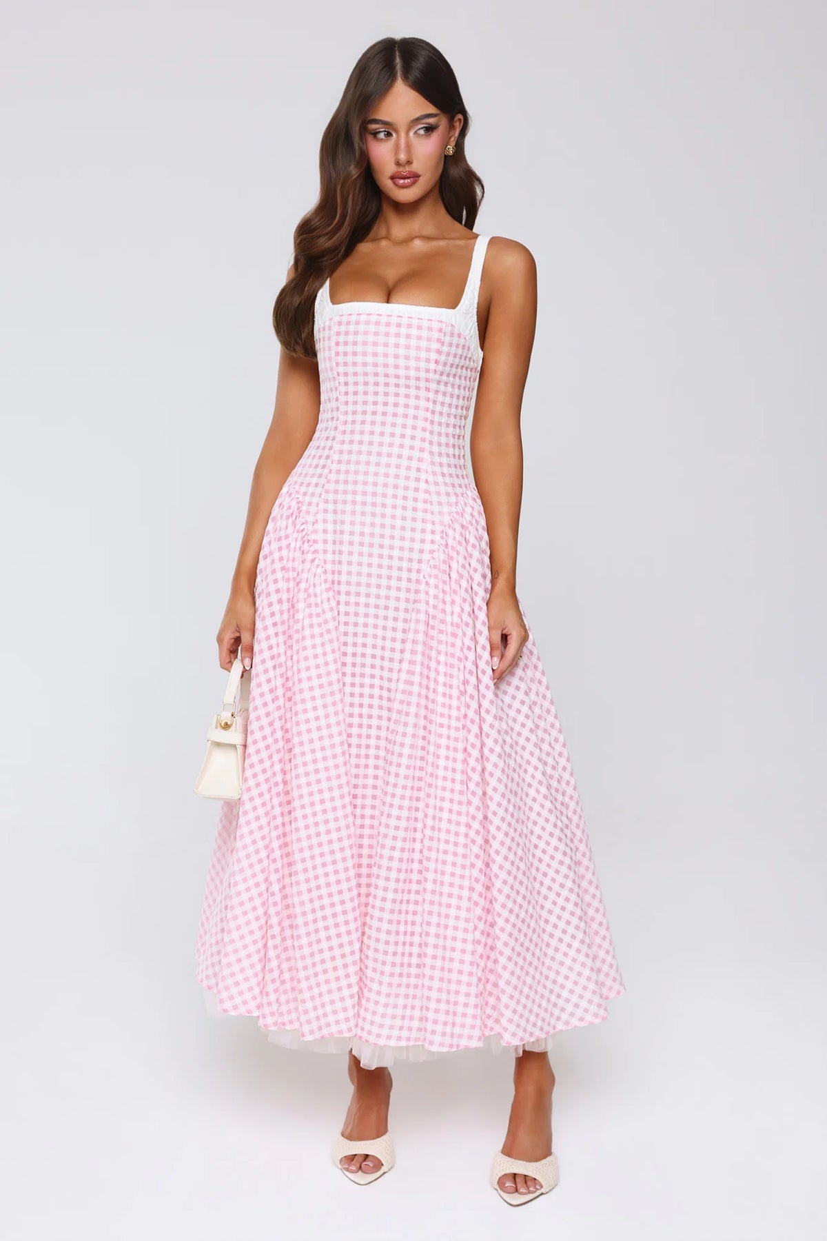 Vintage Vows Gingham Maxi Dress Blush