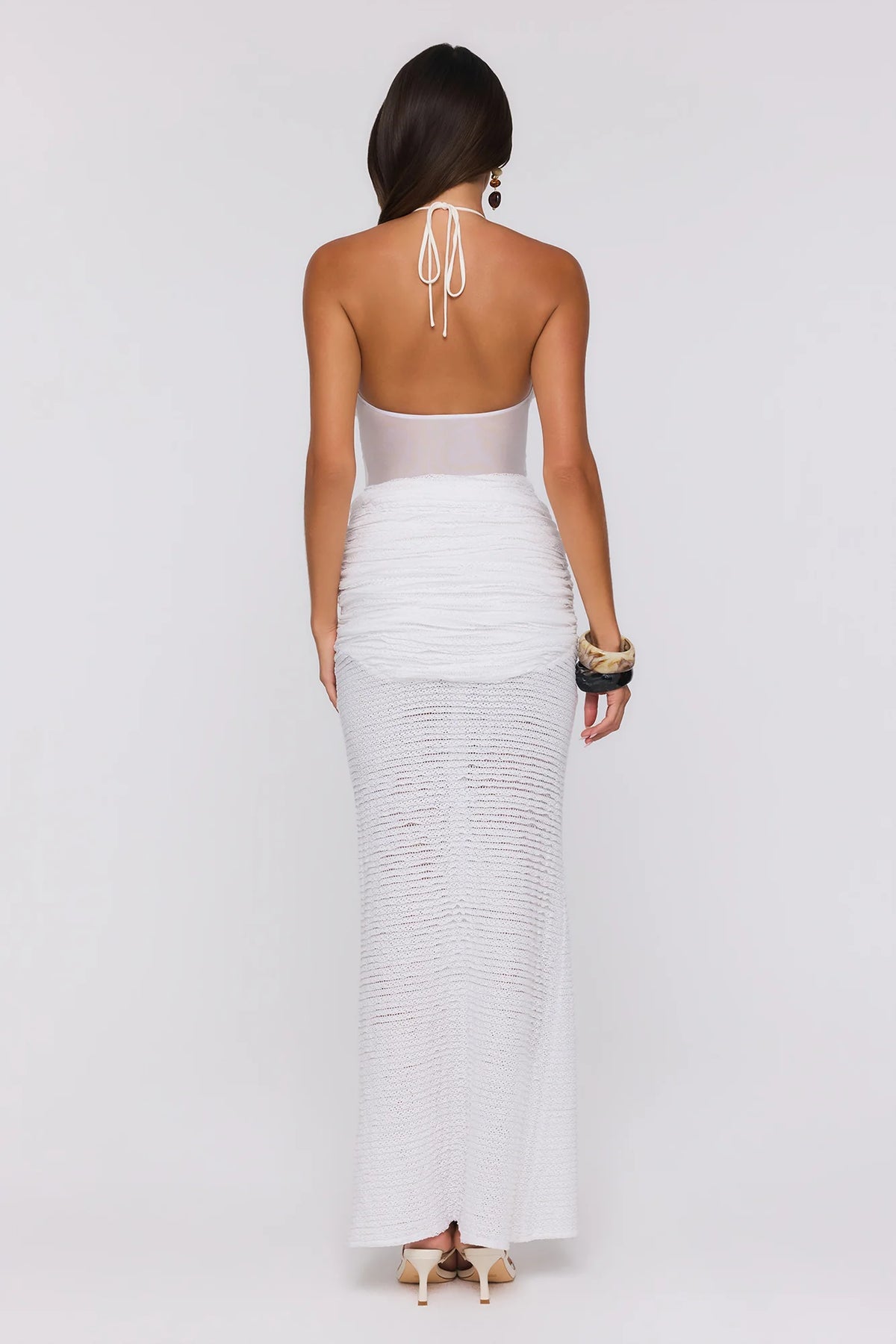 Blanco Halter Midi Dress White
