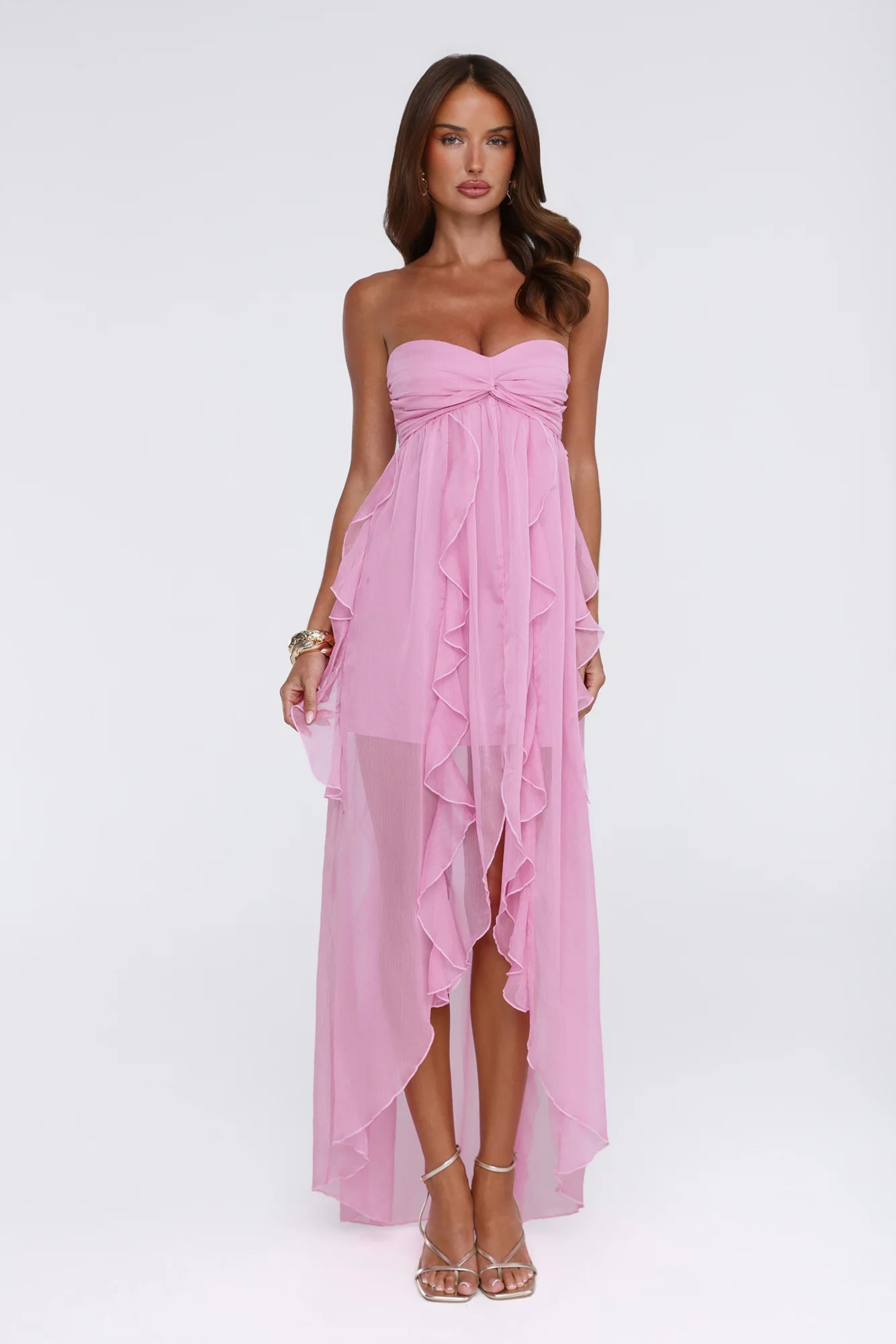 The Attention Rule Strapless Maxi Dress Pink