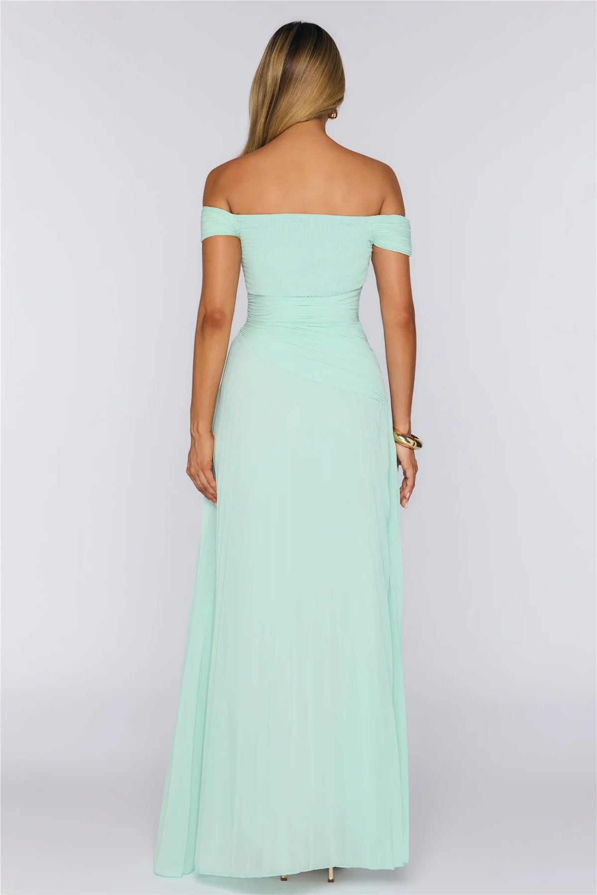 The Look Speaks Off Shoulder Maxi Dress Mint
