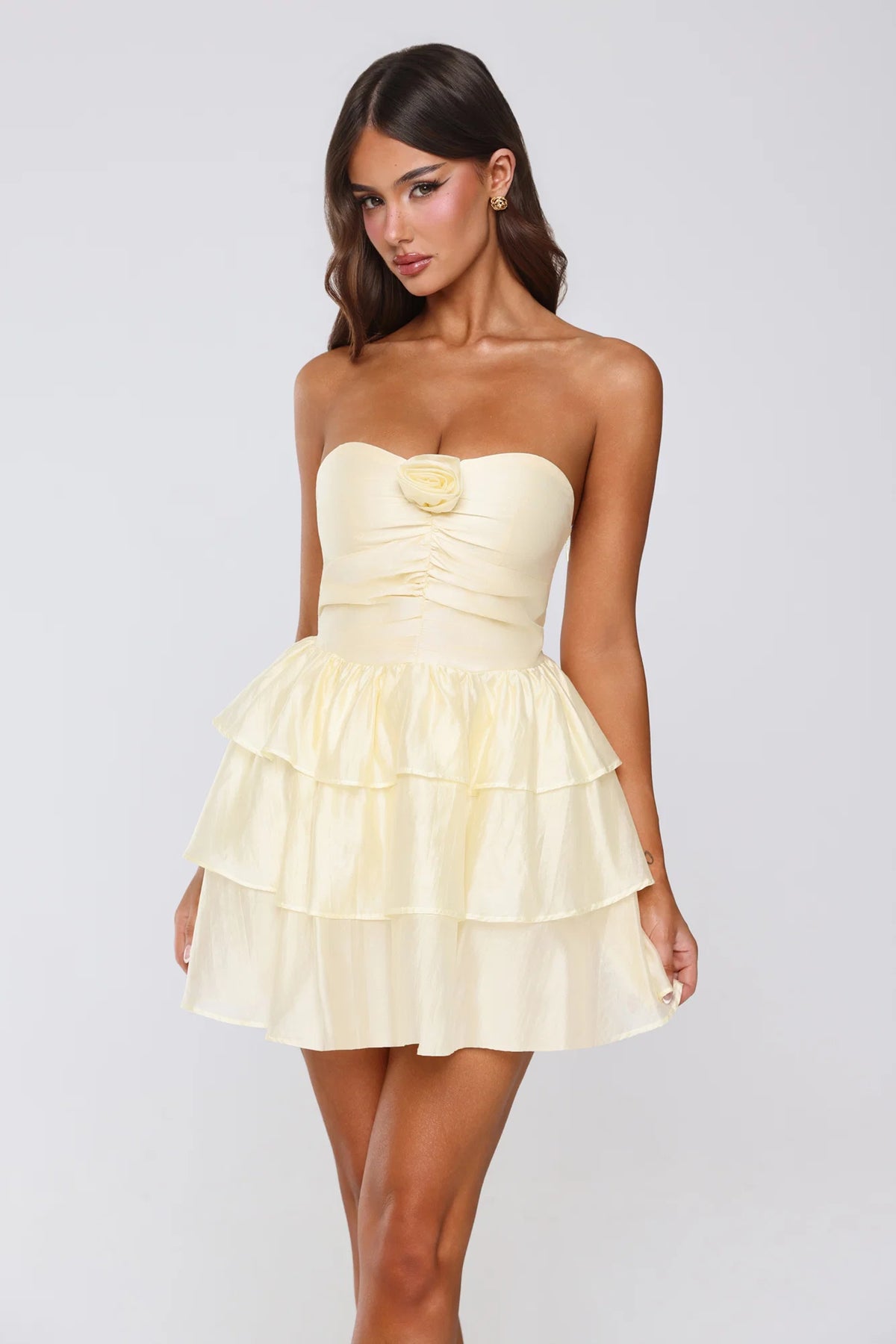 Sunshine Approved Strapless Mini Dress Yellow
