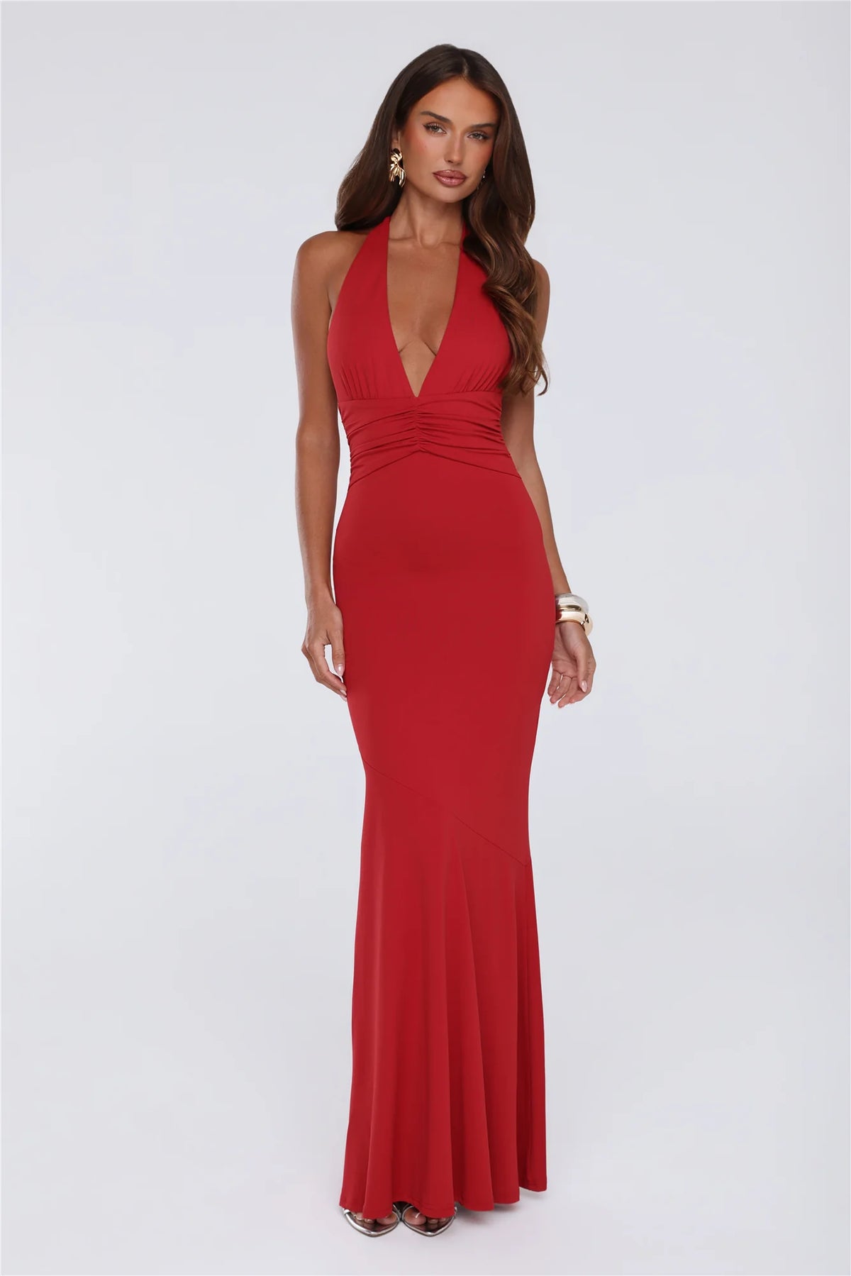 Chic Spark Halter Maxi Dress Red