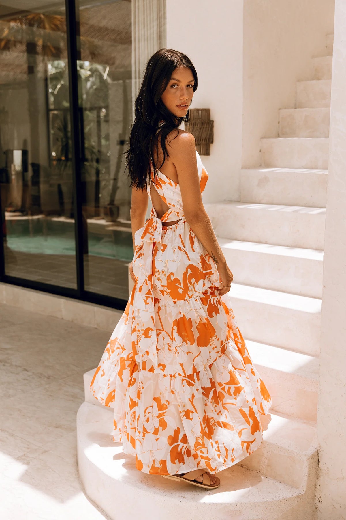 Sunny Whirl Maxi Dress Orange