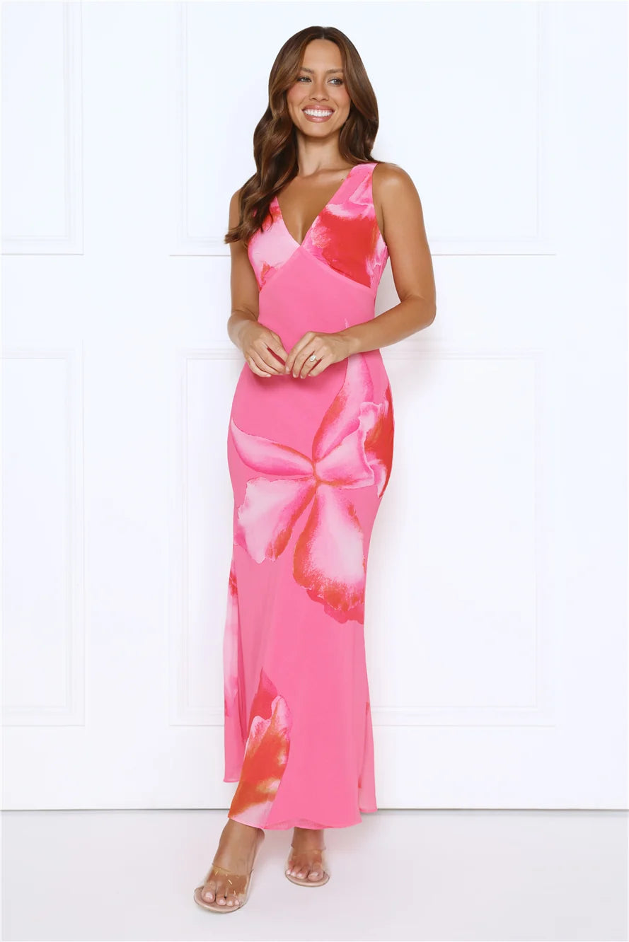 Crystal Gardenia Maxi Dress Pink
