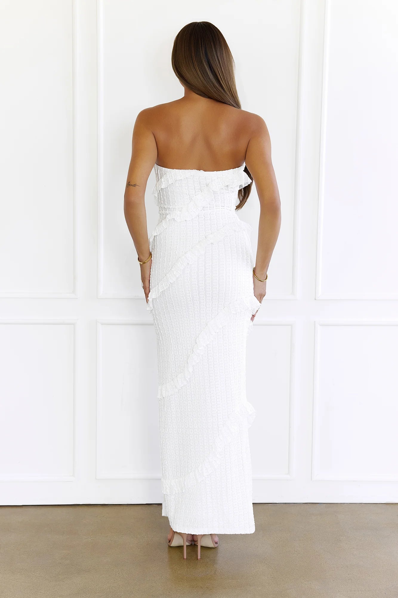 Stay Effortless Strapless Maxi Dress White
