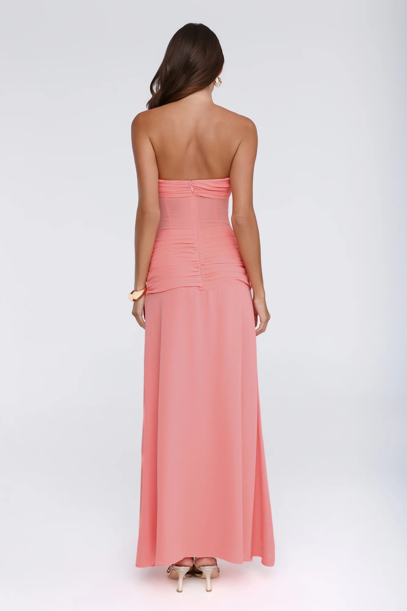 Evening Magnolia Strapless Maxi Dress Peach
