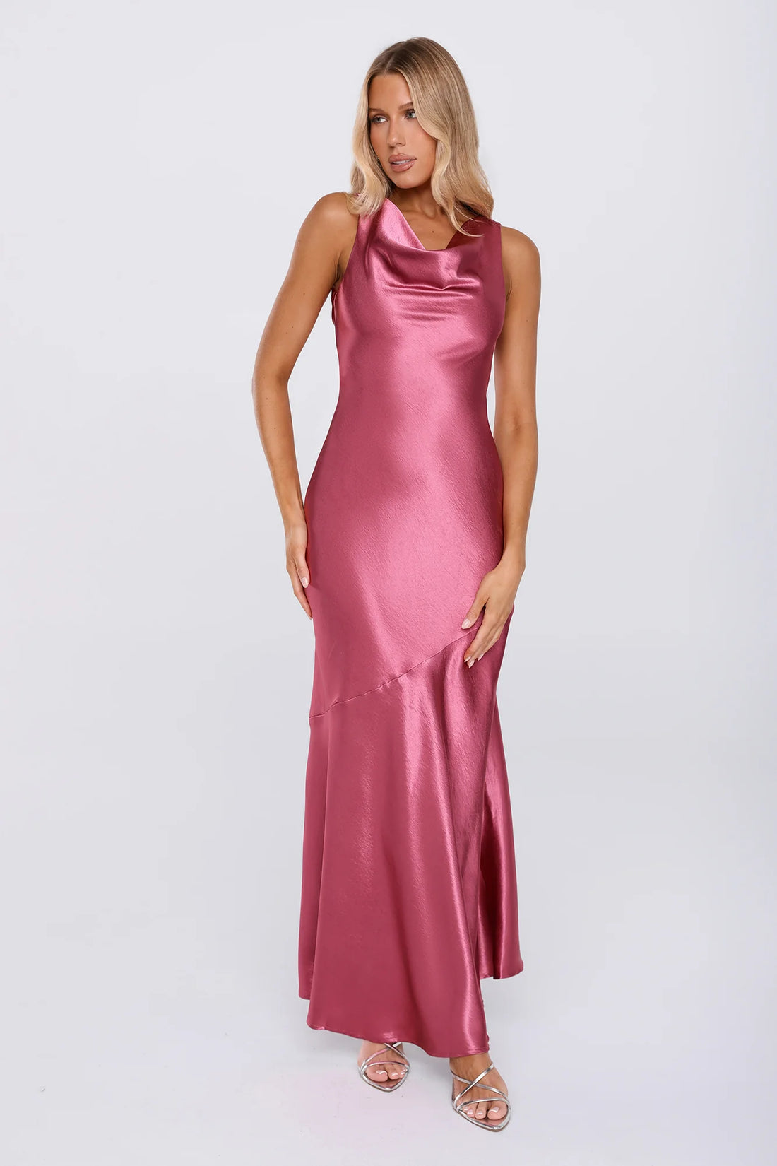 Signature Energy Satin Maxi Dress Magenta