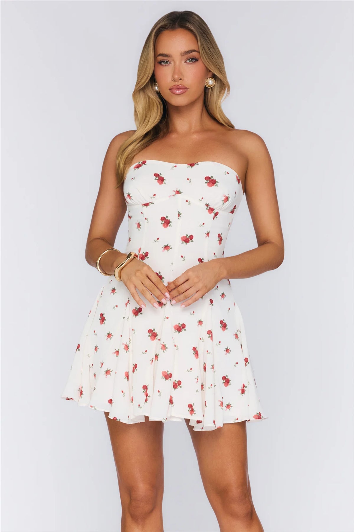 Her Rose Era Strapless Mini Dress Floral