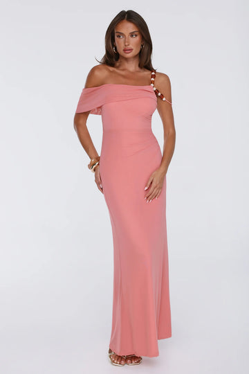Yours In Summer Mesh Maxi Dress Peach