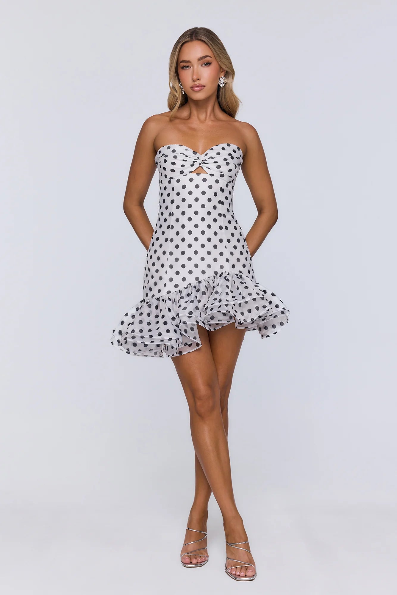 Trends In Focus Strapless Polka Dot Mini Dress White