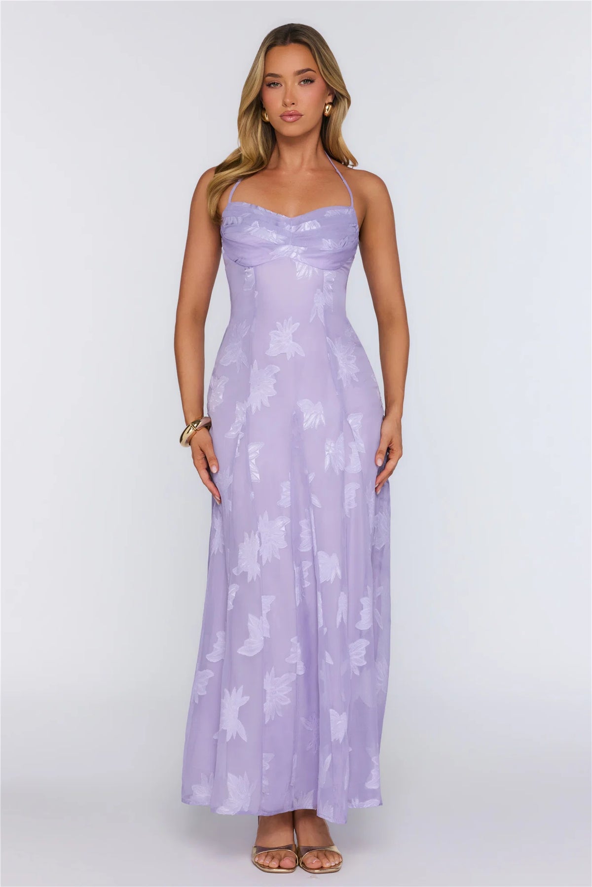 Dress Edit Halter Maxi Dress Purple