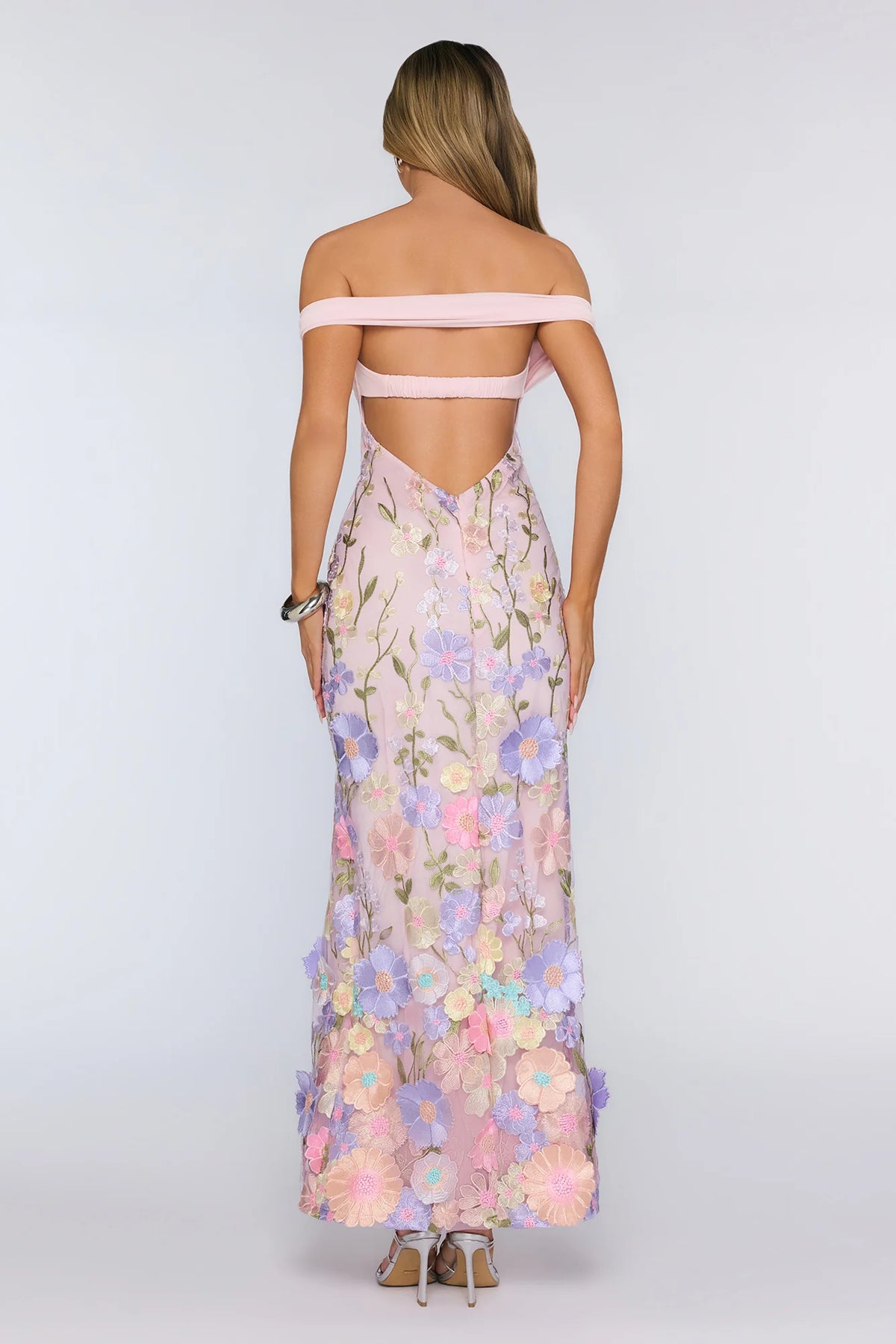 Floating In Style Off Shoulder Maxi Dress Floral