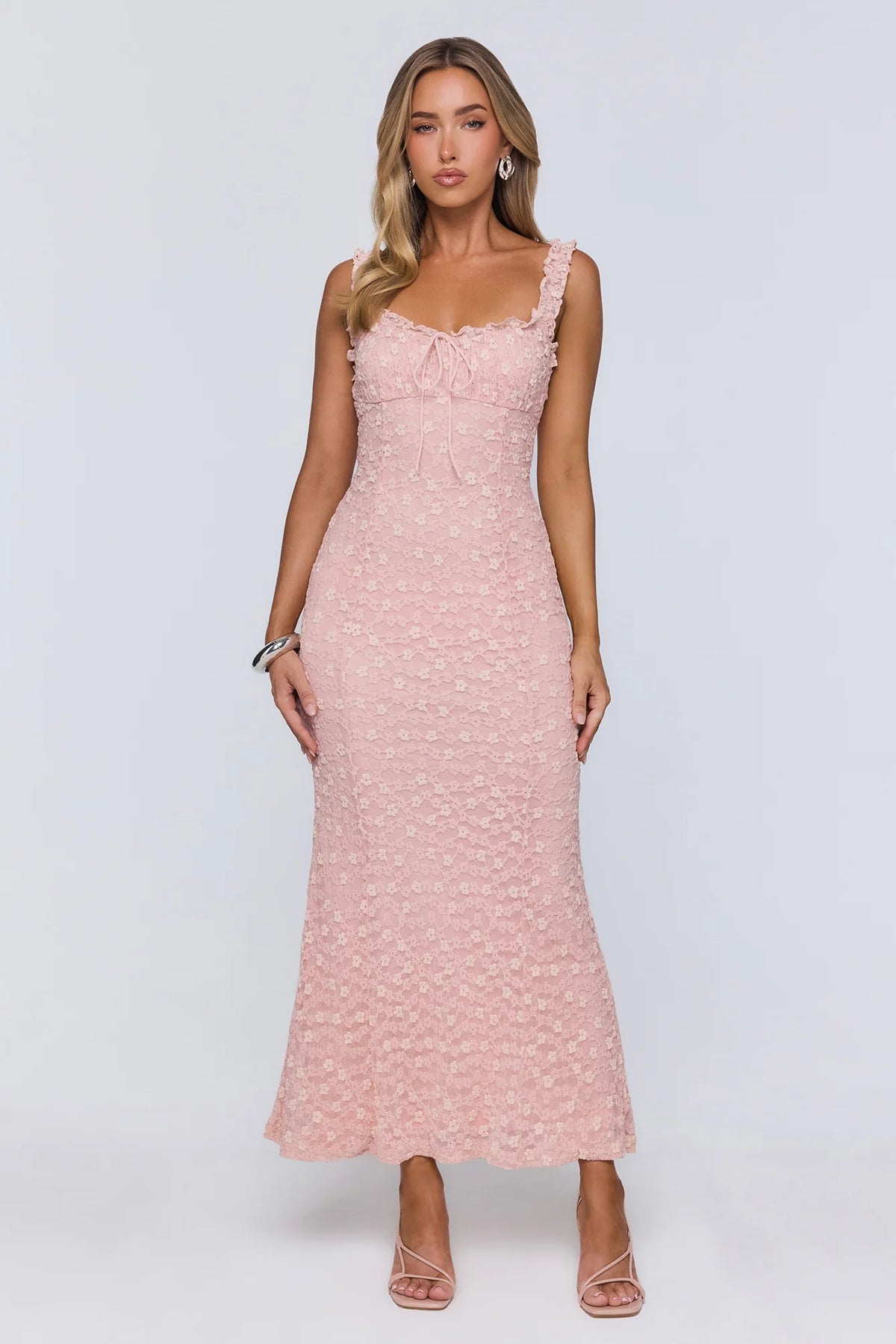 Seaside Society Lace Maxi Dress Pink