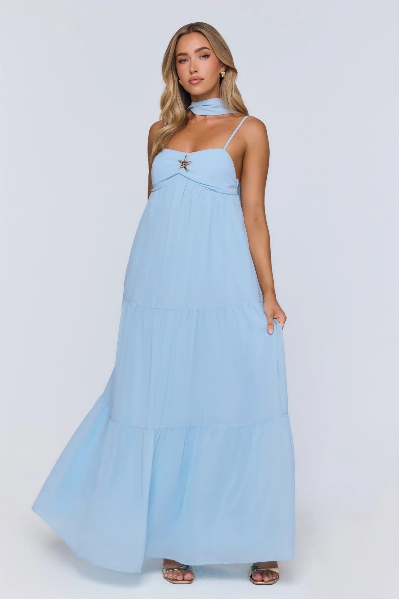 Flowing Sea Maxi Dress Blue