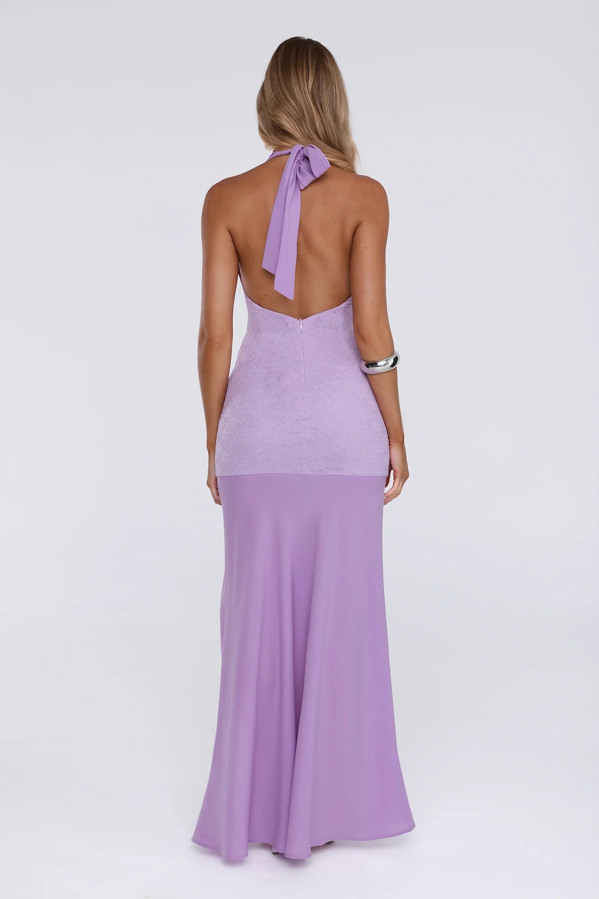 Champagne At Dusk Halter Maxi Dress Purple