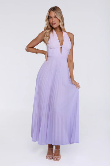 Chic Energy Shift Halter Maxi Dress Purple