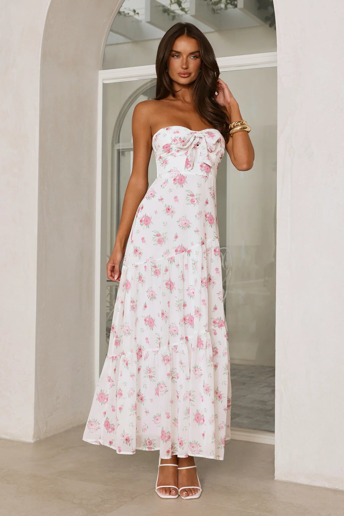 Her Style Diary Strapless Maxi Dress White