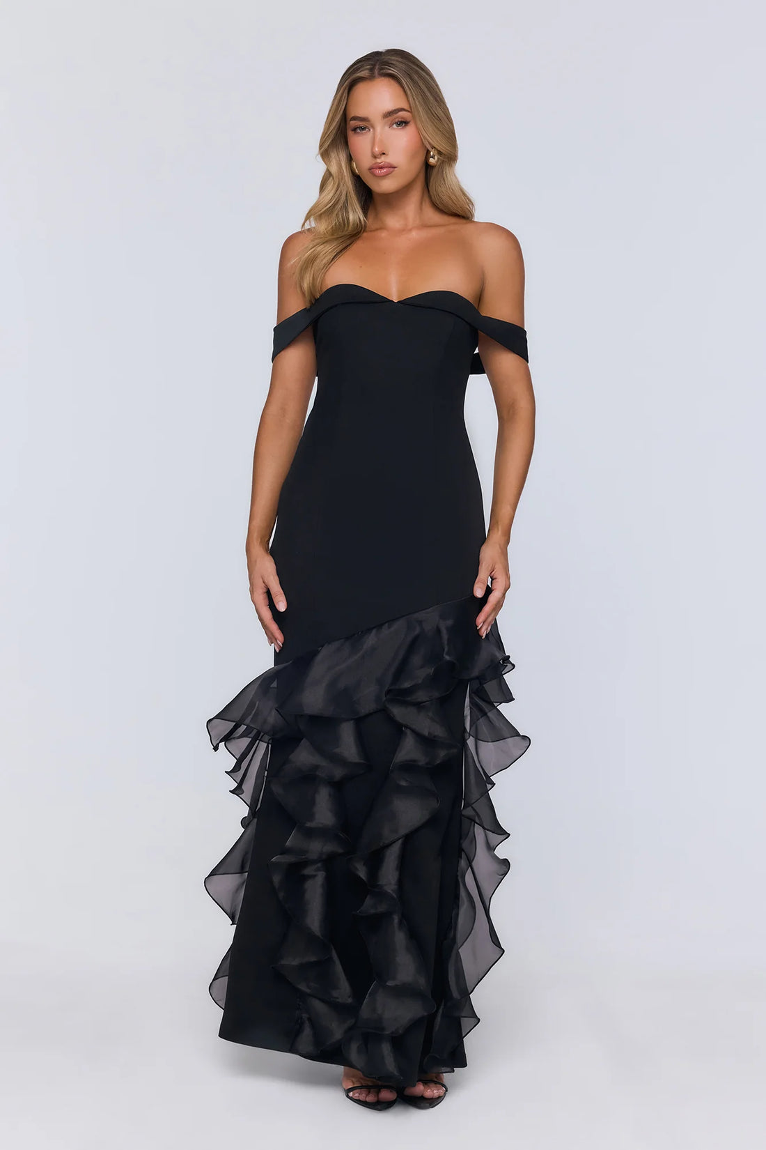 Night Of Fashion Off Shoulder Maxi Dress Black