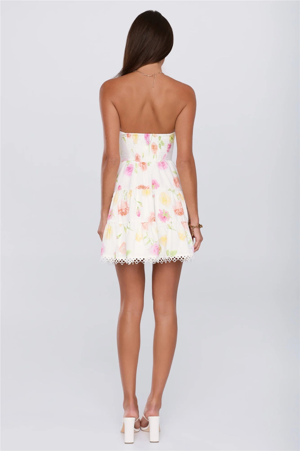 Blooms Under Sunshine Strapless Mini Dress Floral