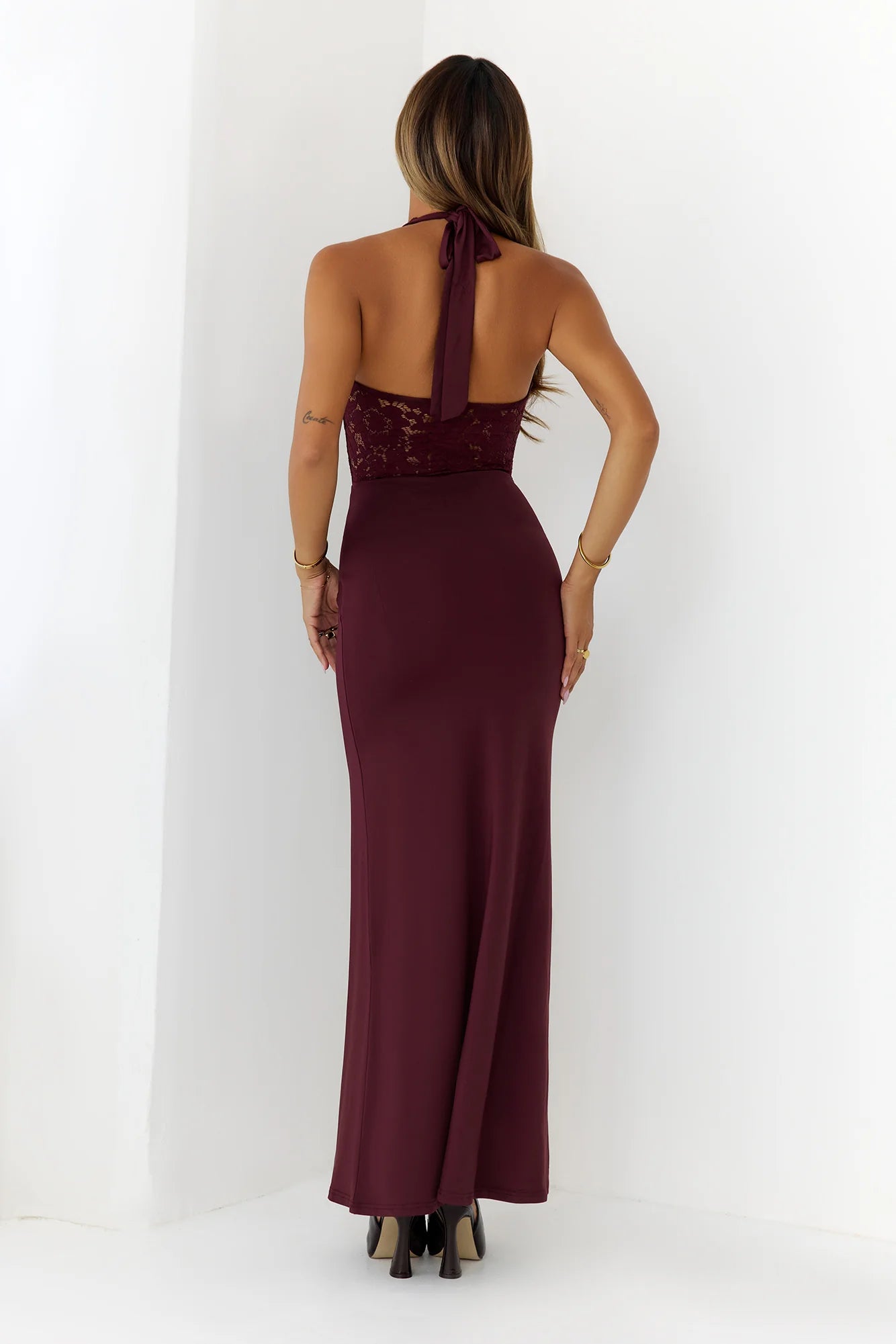 Always That Girl Halter Maxi Dress Burgundy