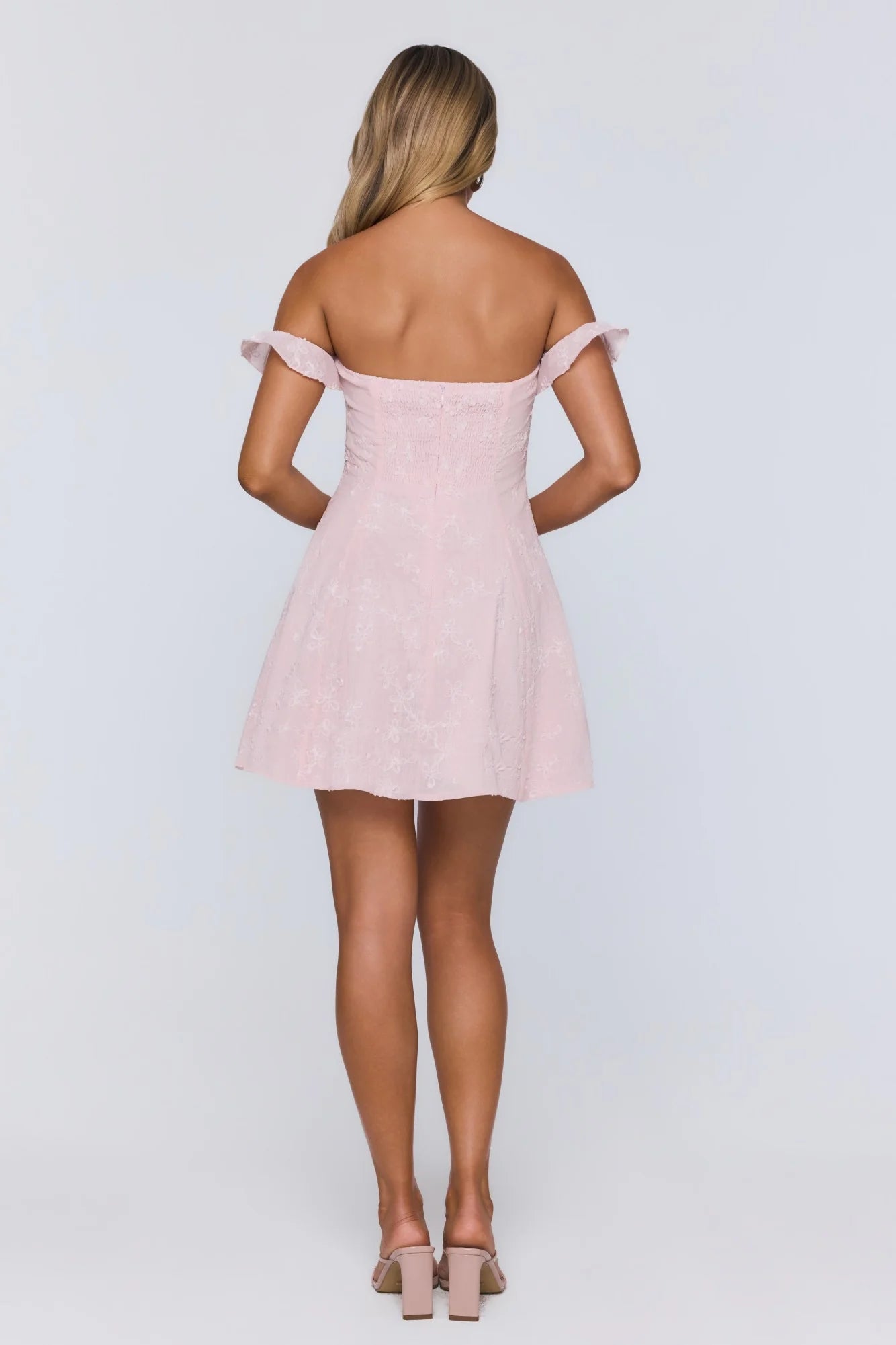 Lasting Impressions Off Shoulder Mini Dress Pink