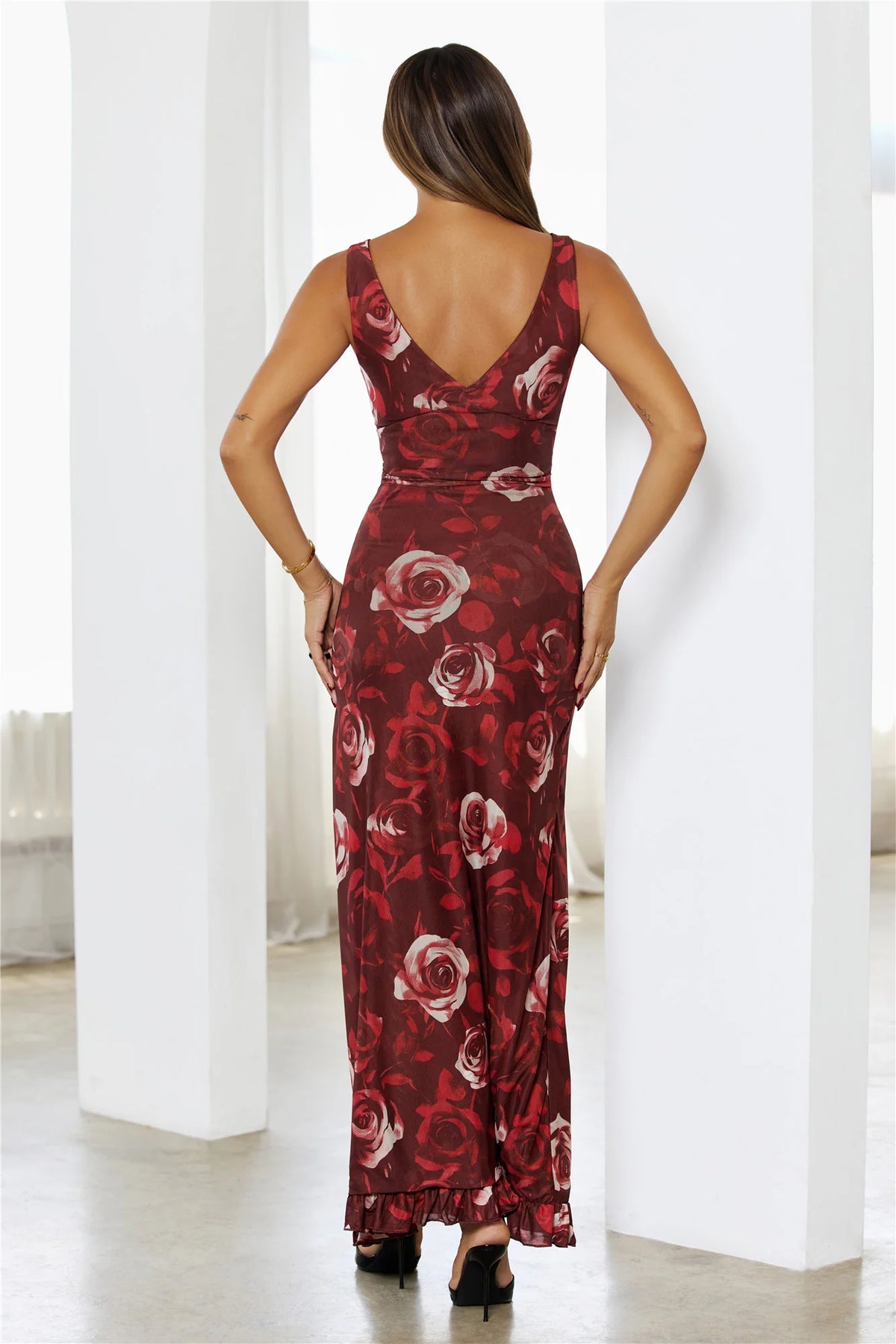 Rosette Darling Mesh Maxi Dress Floral
