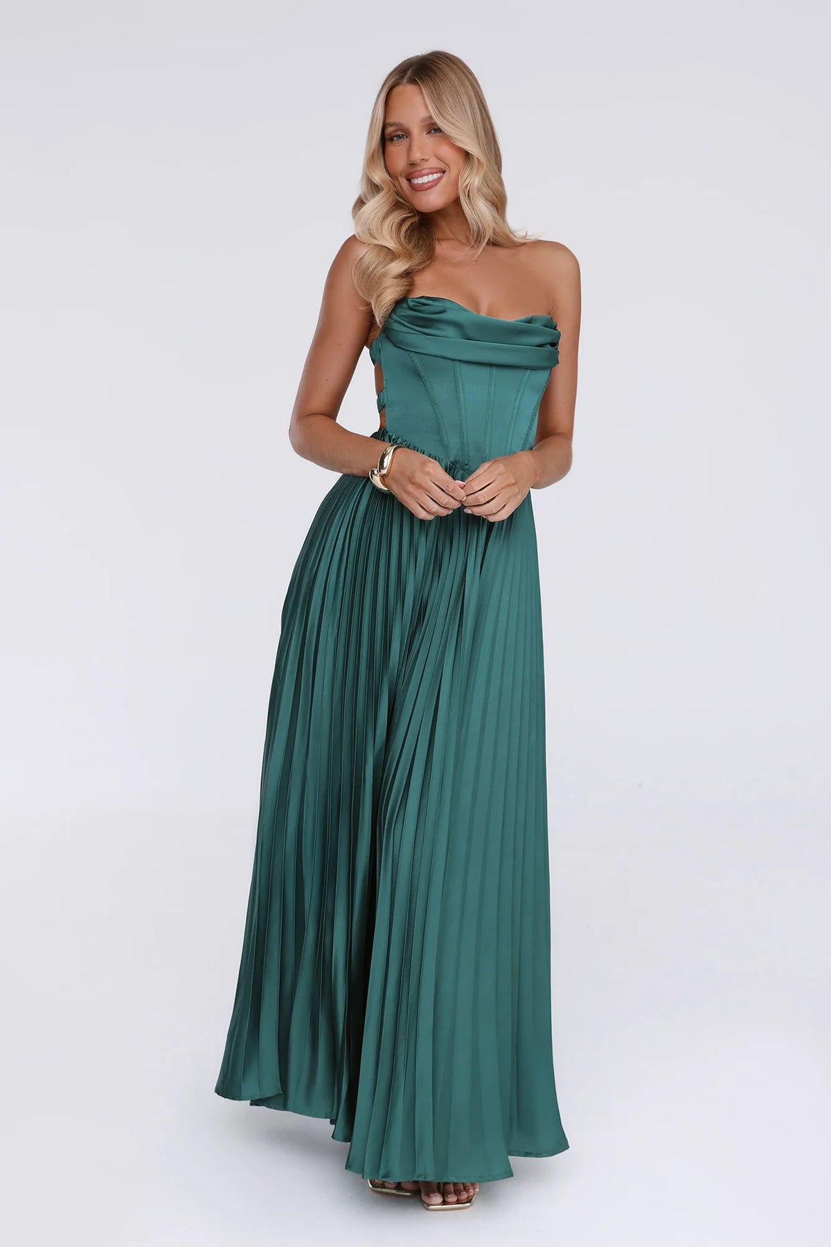 Starlit Kiss Satin Maxi Dress Green