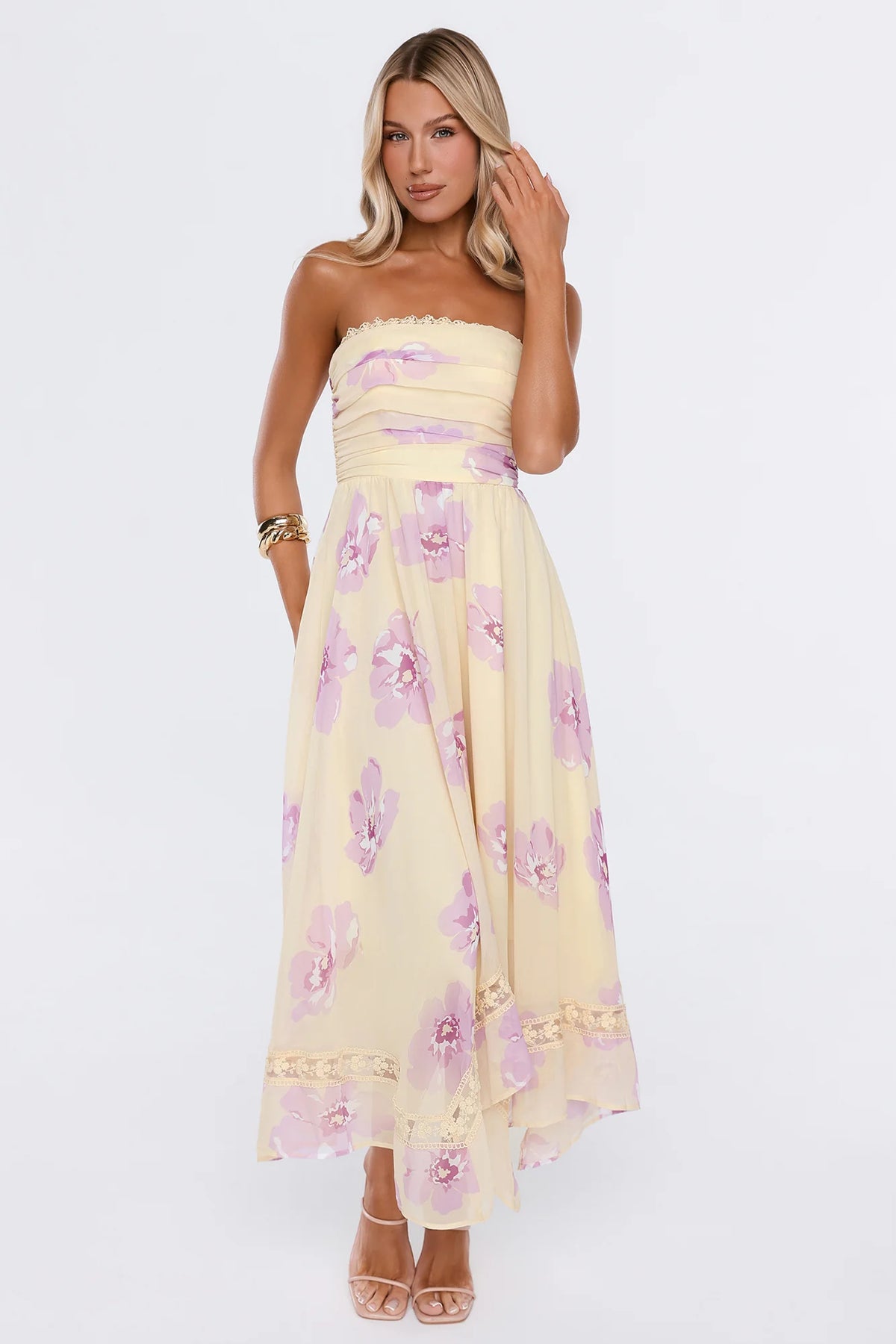 Light Joy Strapless Maxi Dress Yellow