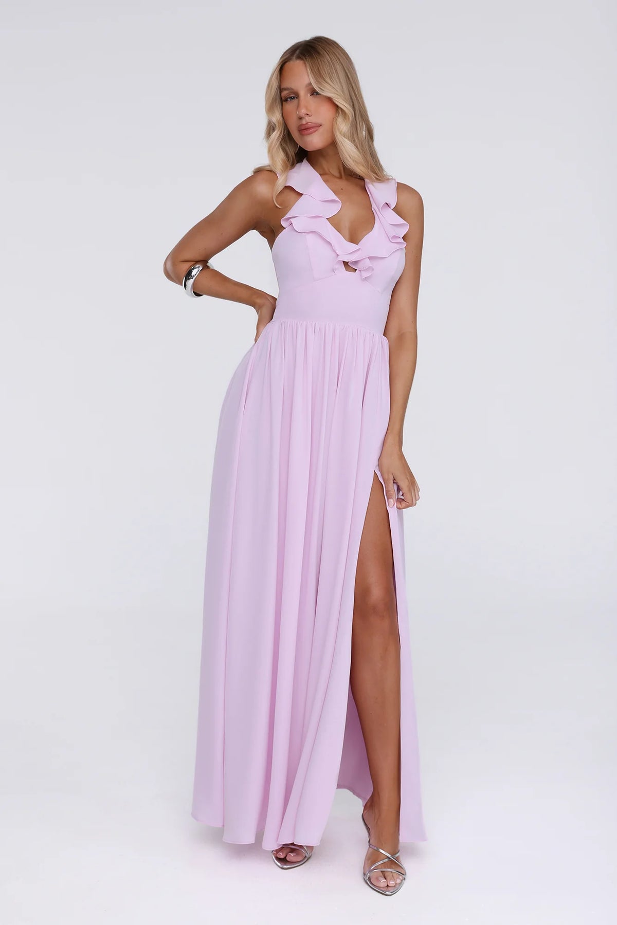 Celebrate You Halter Maxi Dress  Pink