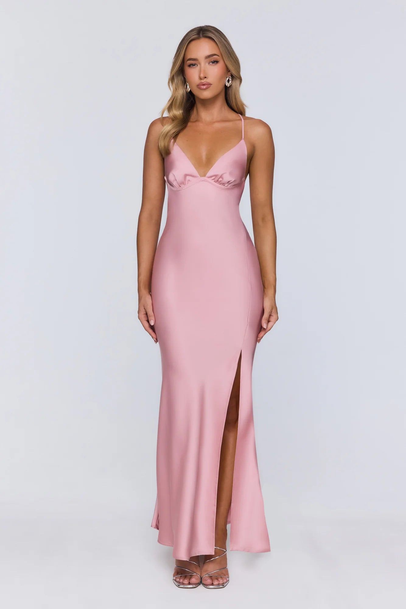 Stay Polished Satin Maxi Dress Pink