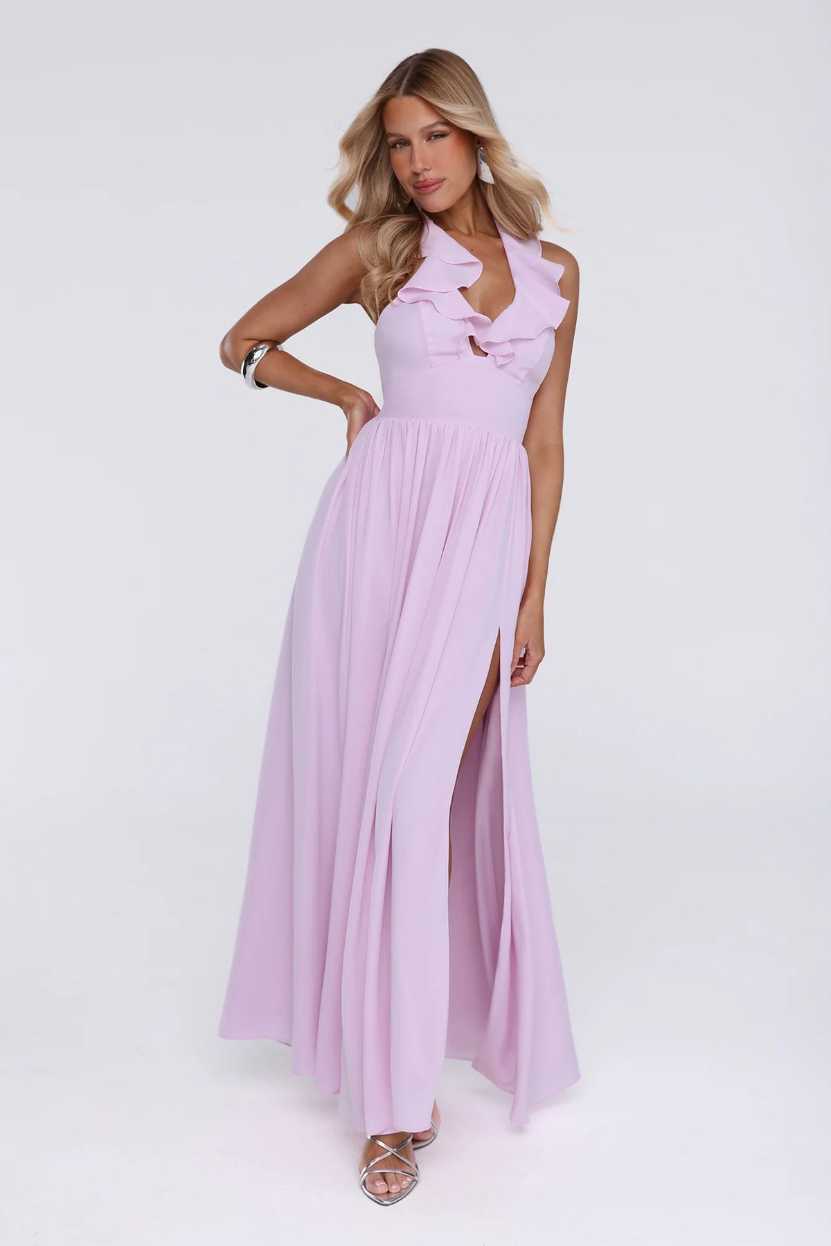 Celebrate You Halter Maxi Dress  Pink