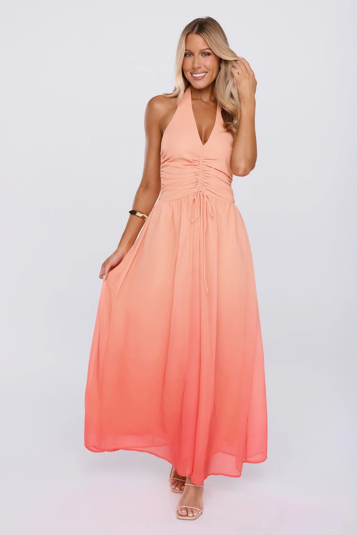 Always Invited Halter Maxi Dress Orange