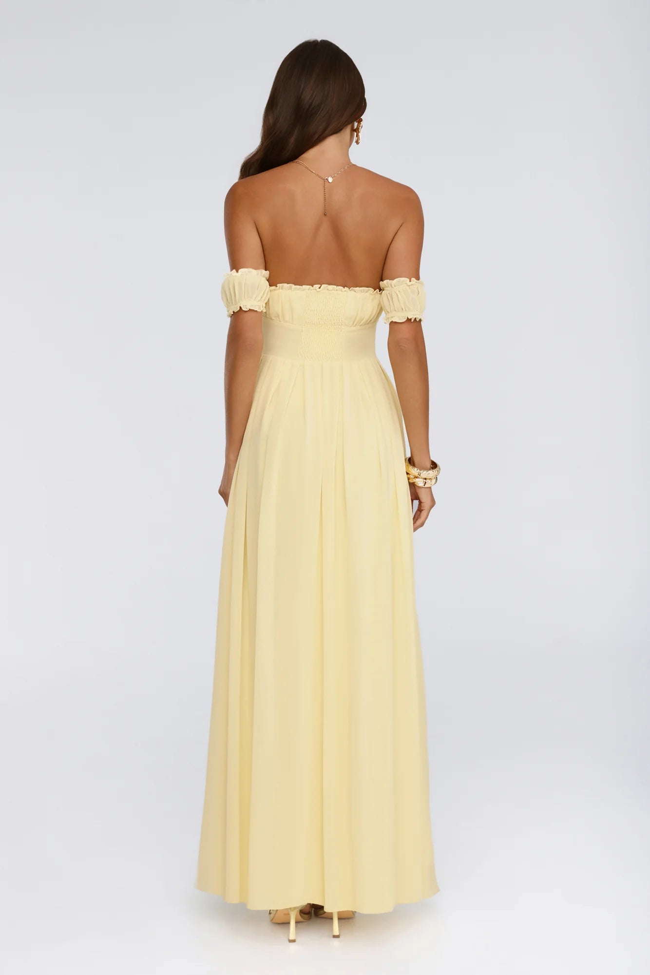 Ocean Aura Off Shoulder Maxi Dress Yellow