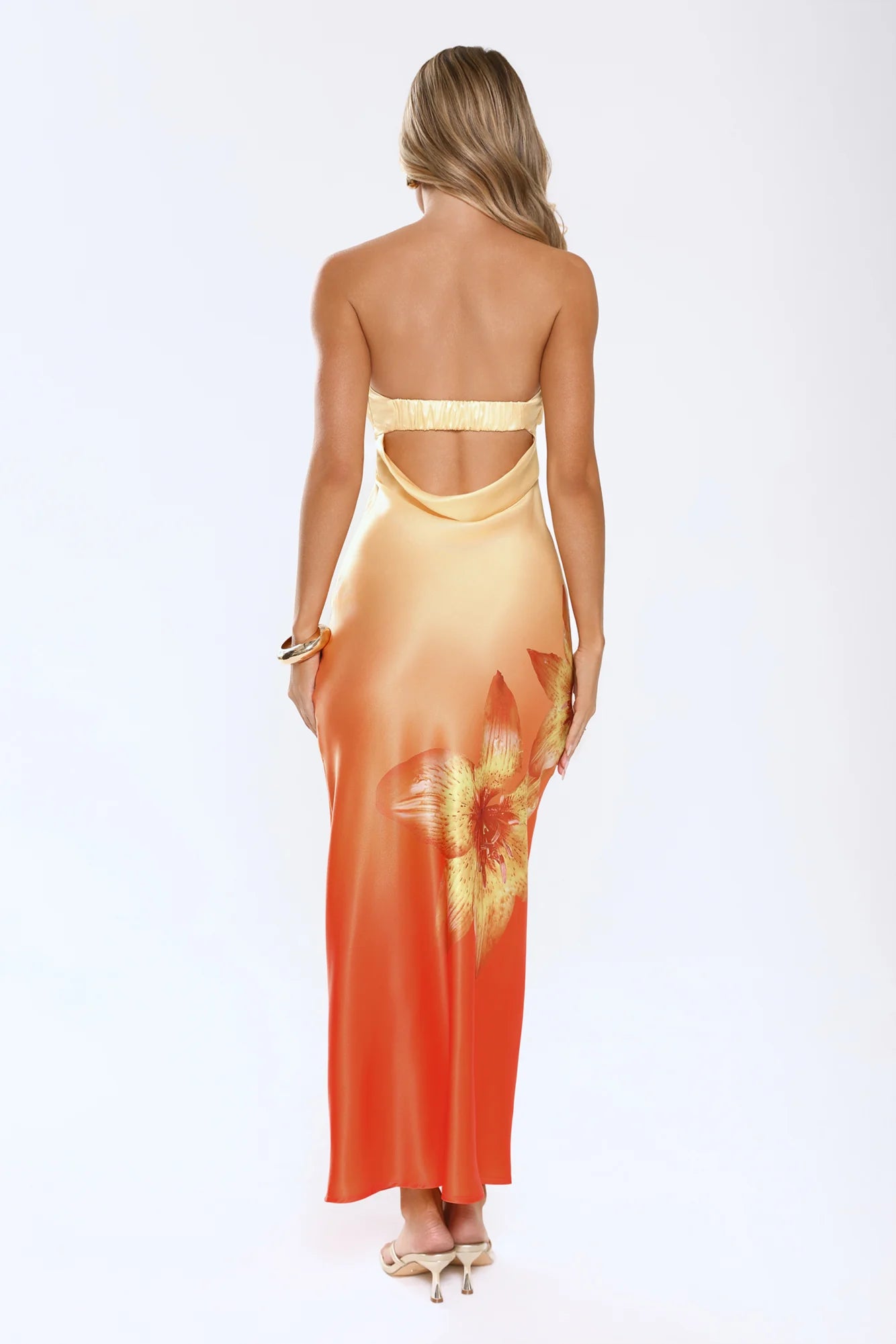Blazing Glow Strapless Maxi Dress Yellow