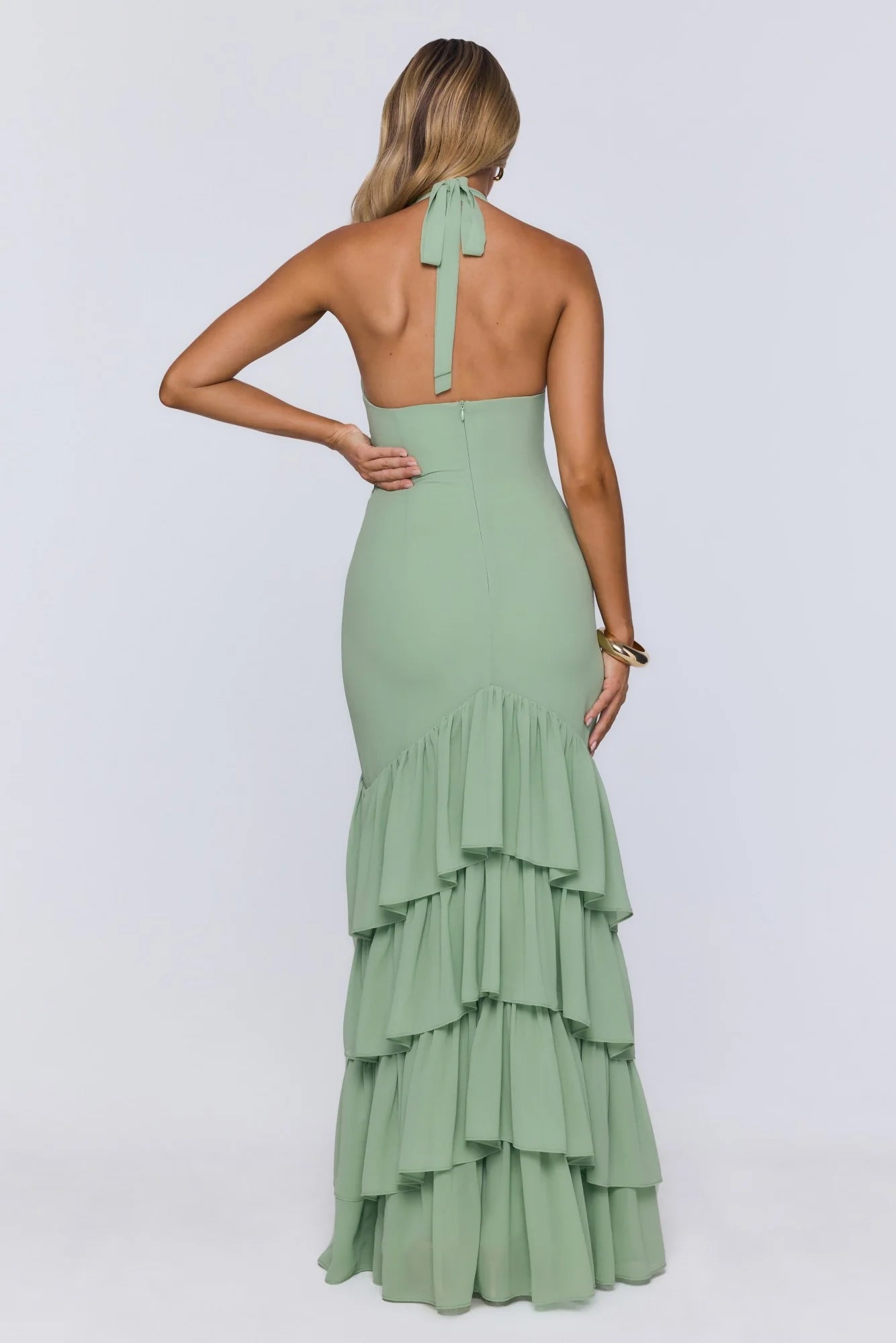 Pretty Moodboard Halter Maxi Dress Sage