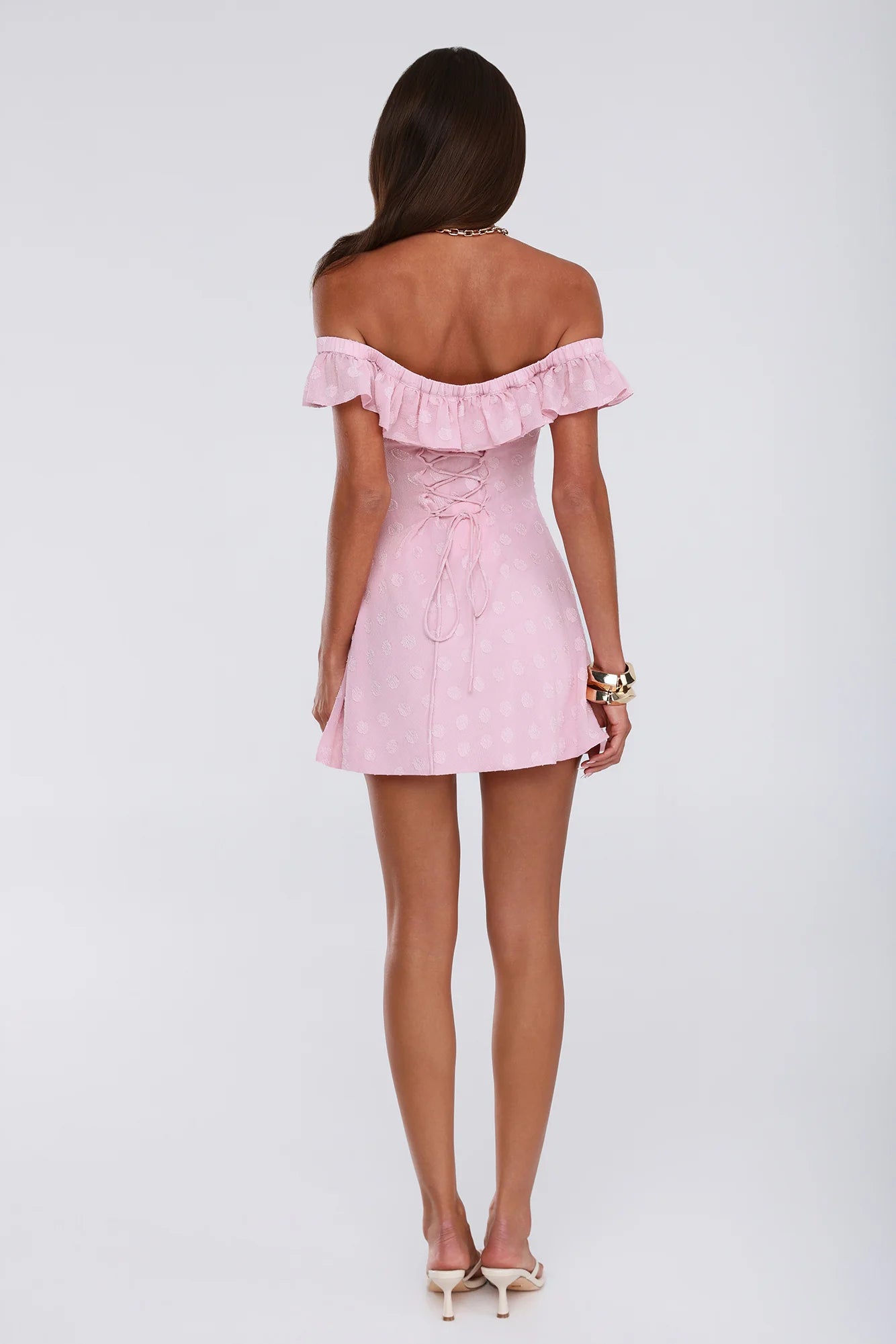 Darling Pop Off Shoulder Mini Dress Pink