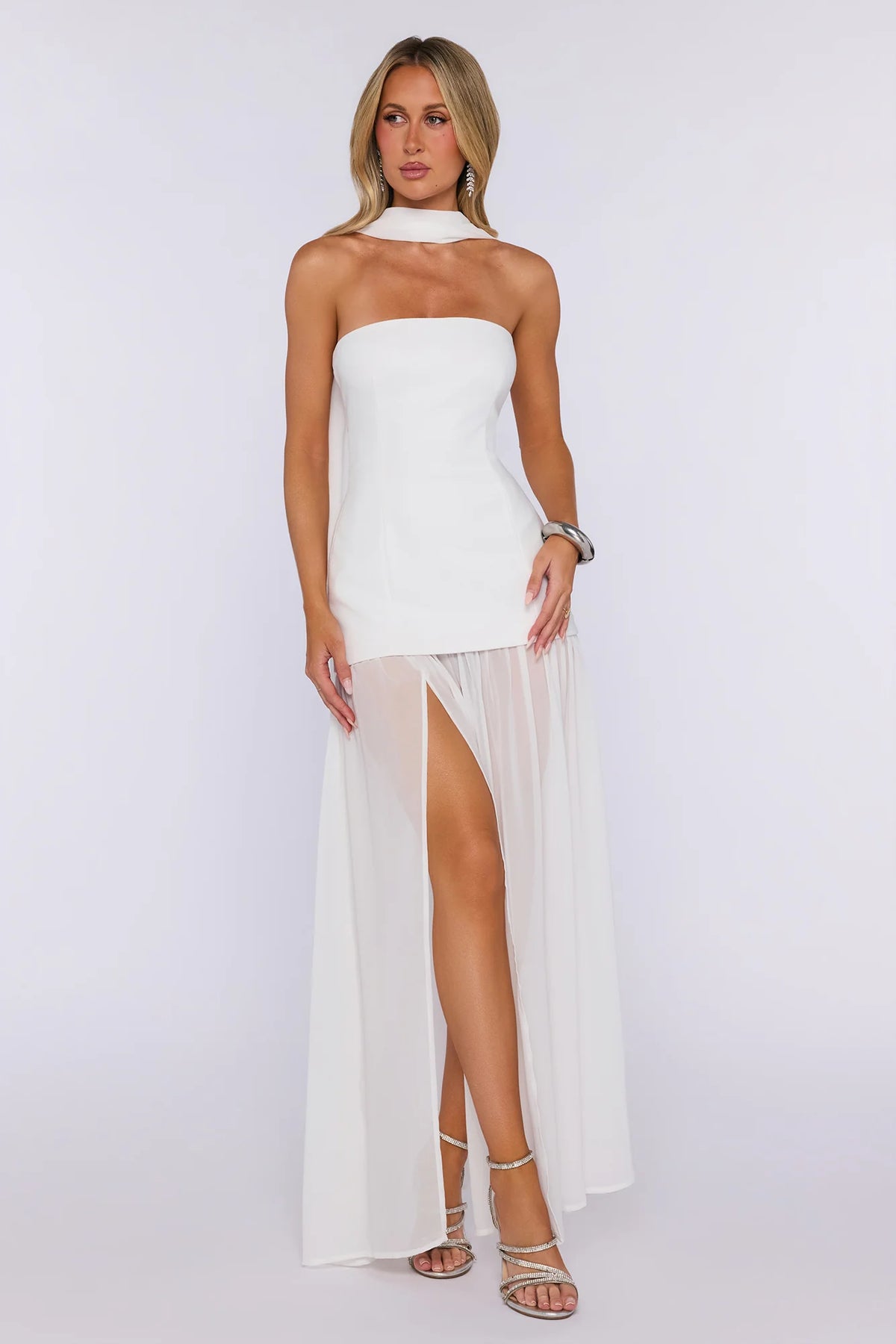 Formal Event Strapless Maxi Dress White