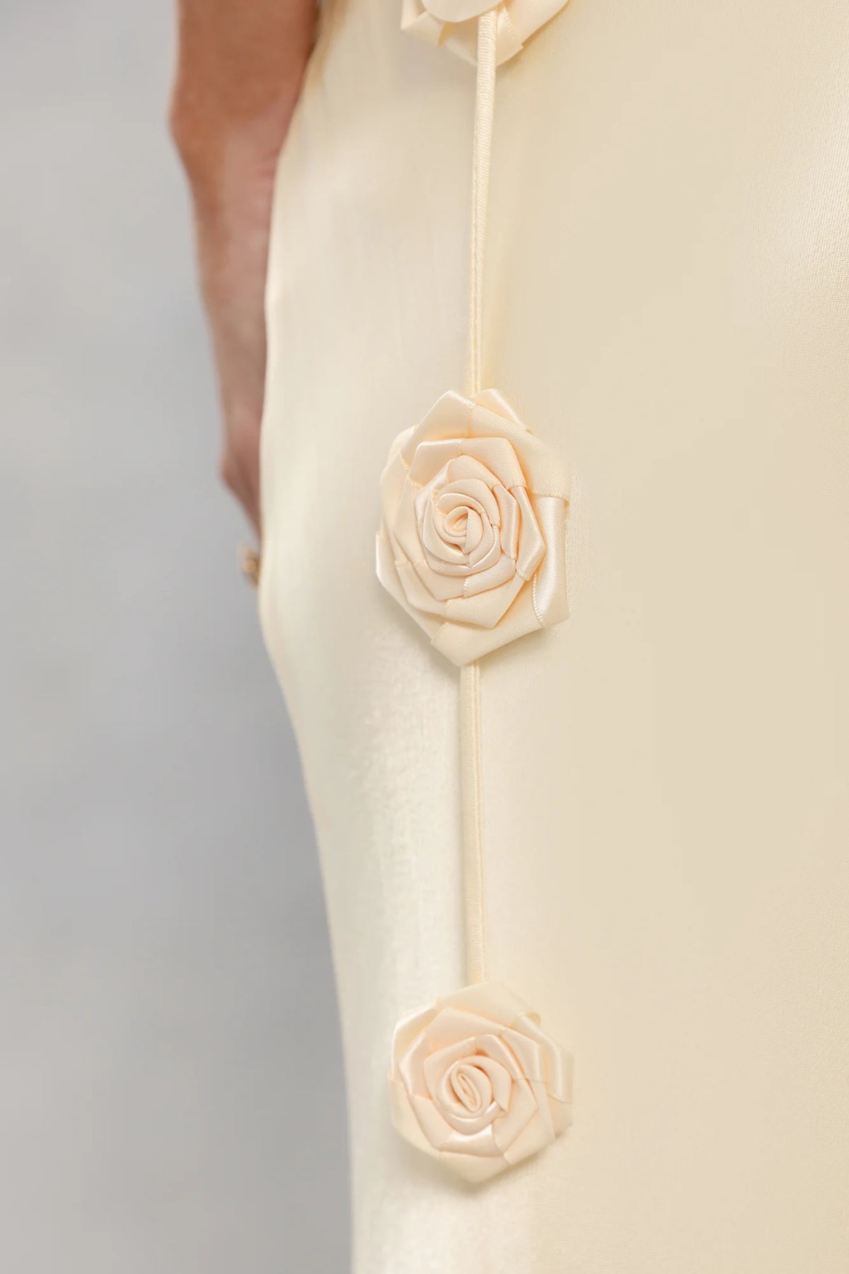 The Flora Satin Maxi Dress Yellow
