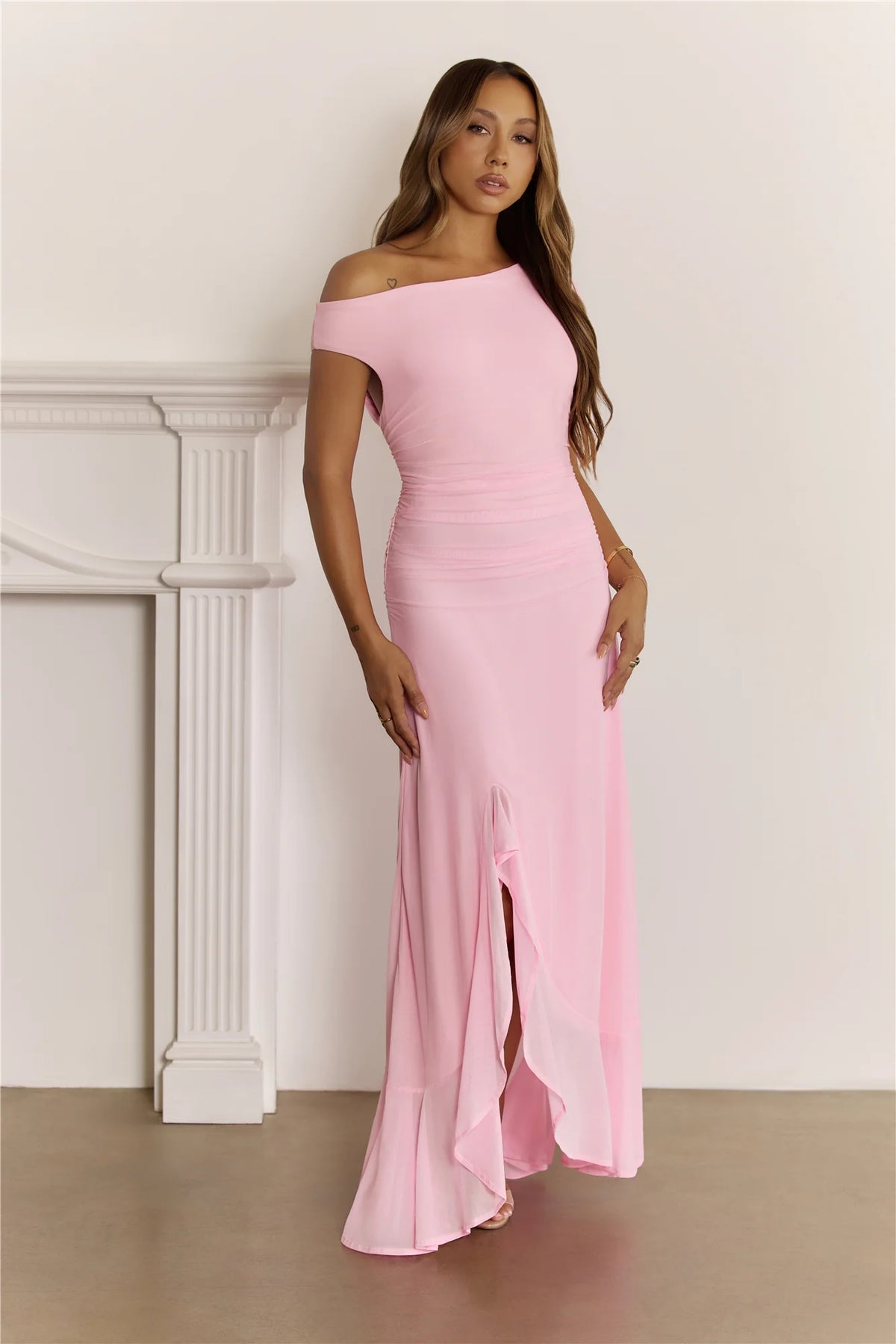 Darling At Dusk Long Sleeve Maxi Dress Pink