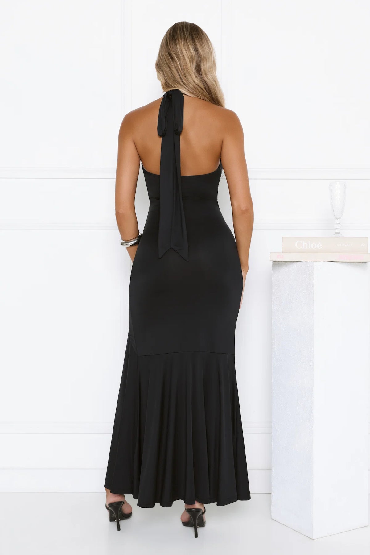 Pretty In Motion Halter Maxi Black
