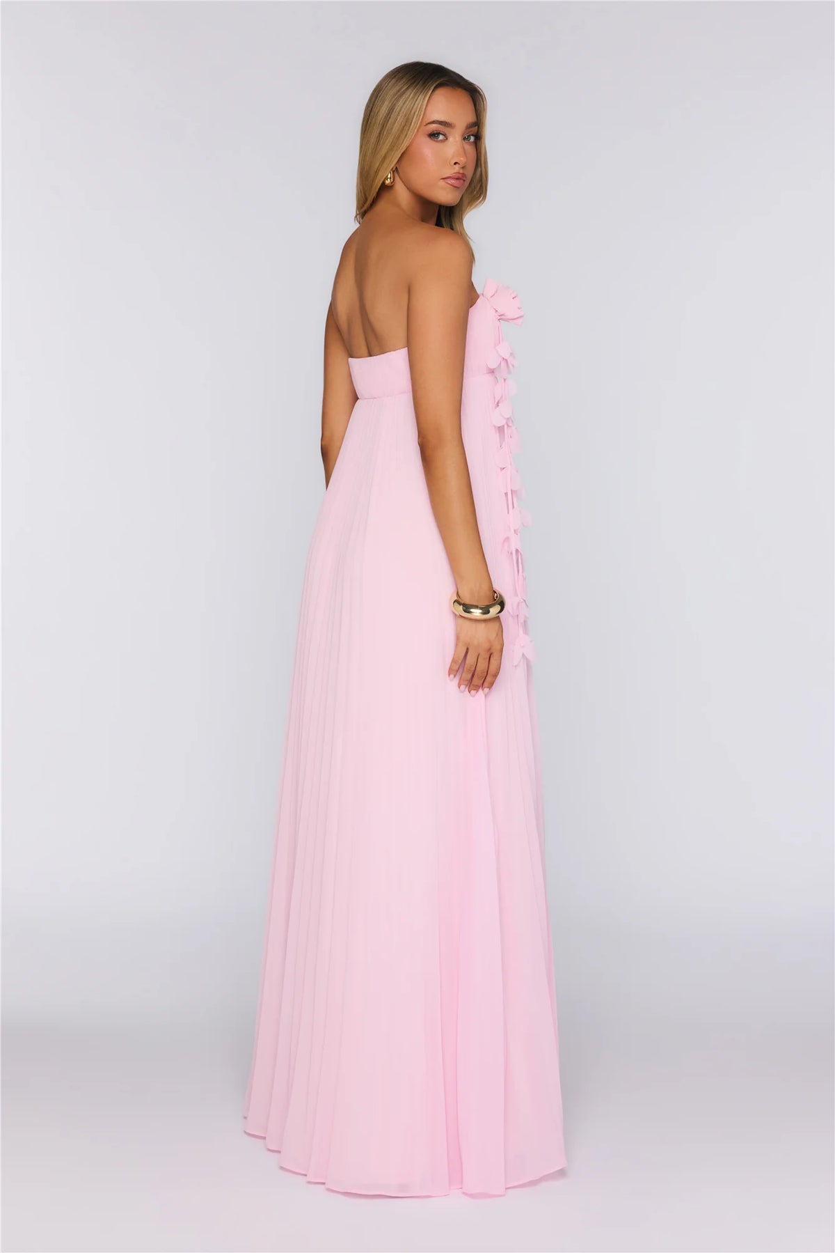 Dreamcatcher Edit Strapless Pleated Maxi Dress Pink