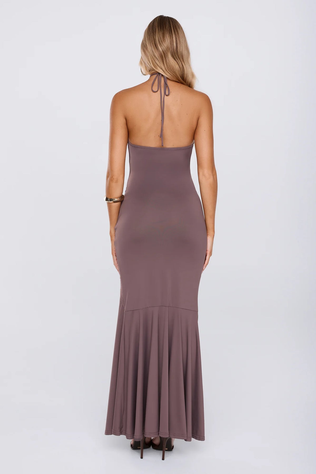 Twirl Season Halter Maxi Dress Brown