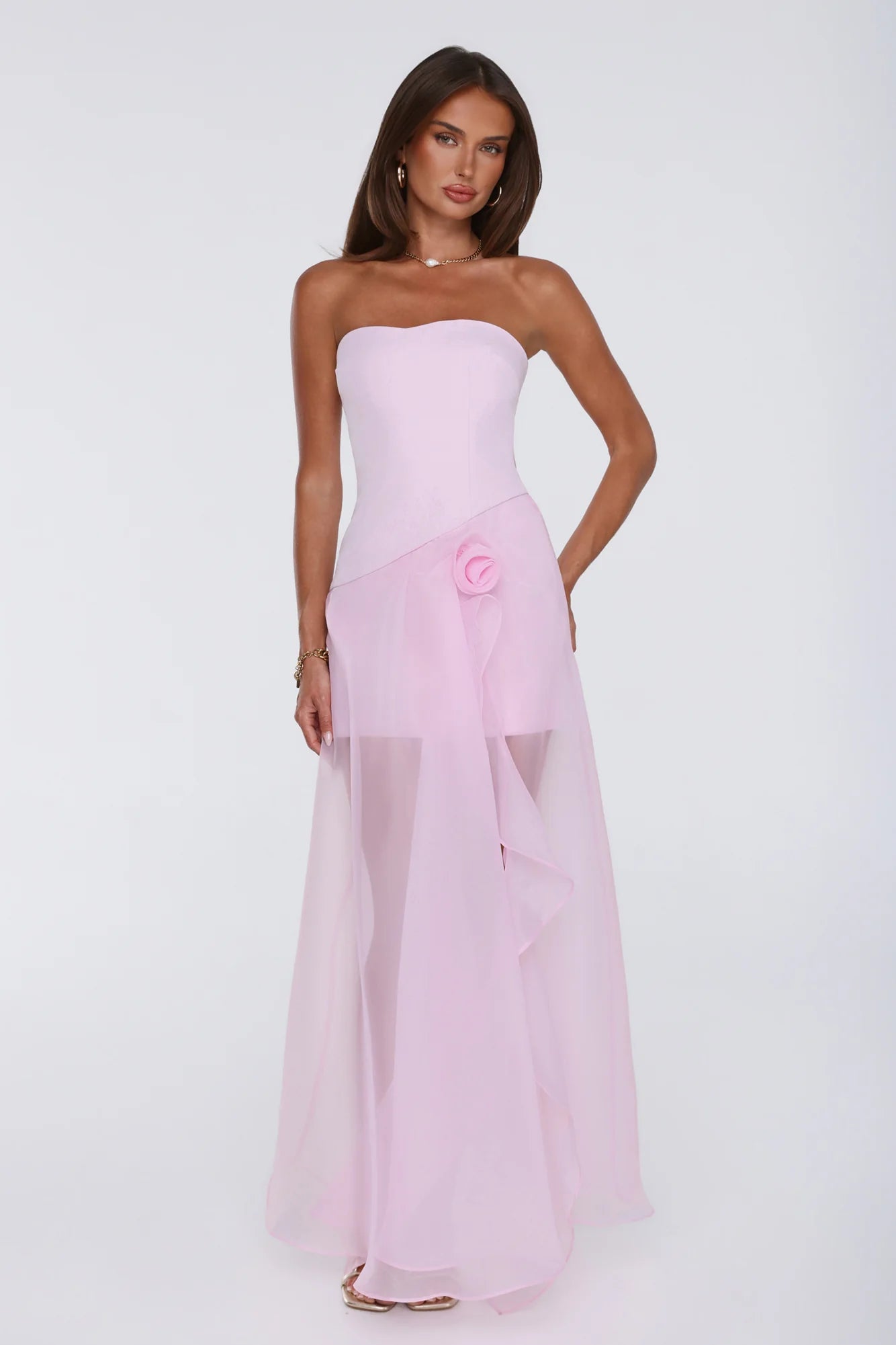 Romantic Everything Strapless Maxi Dress Pink