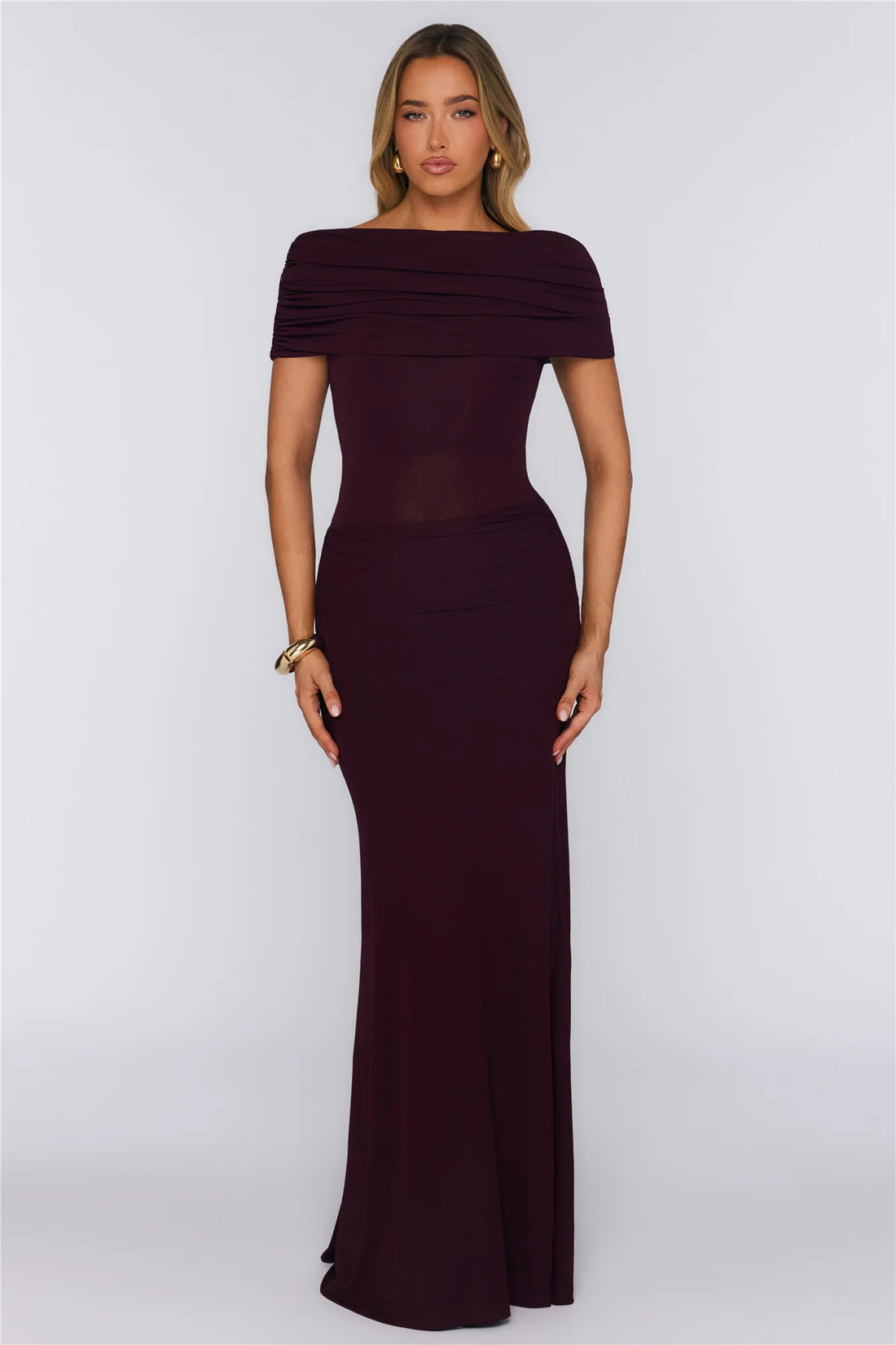 Darling Party Off Shoulder Maxi Dress Wine
