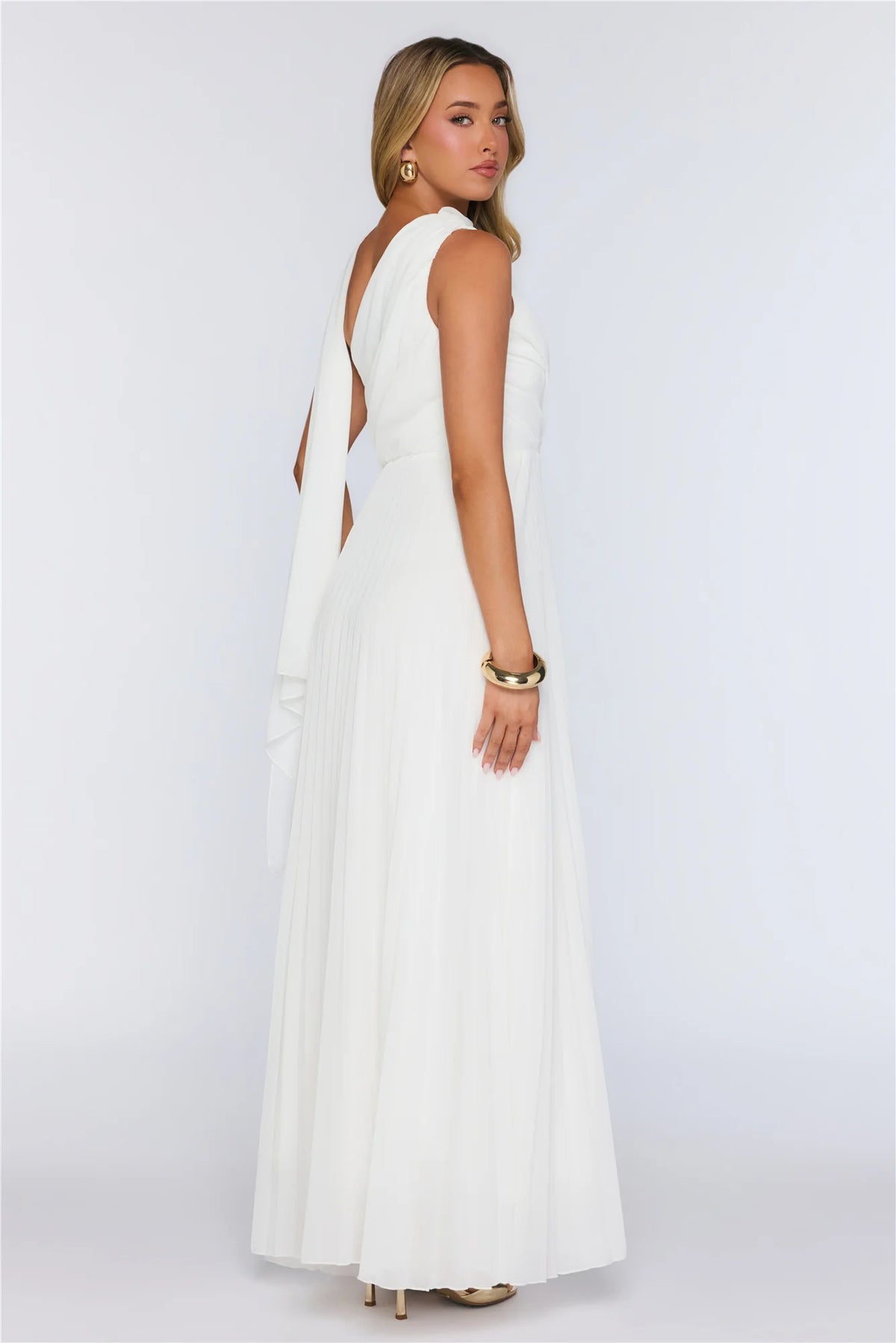 Rosy Romance One Shoulder Maxi Dress White