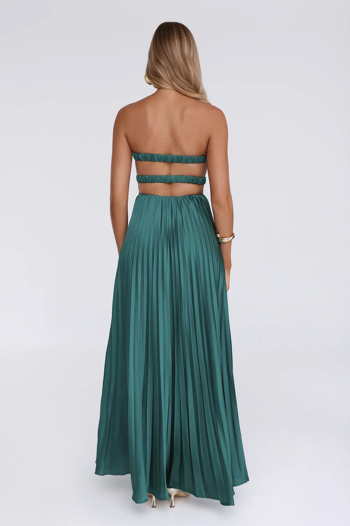 Starlit Kiss Satin Maxi Dress Green