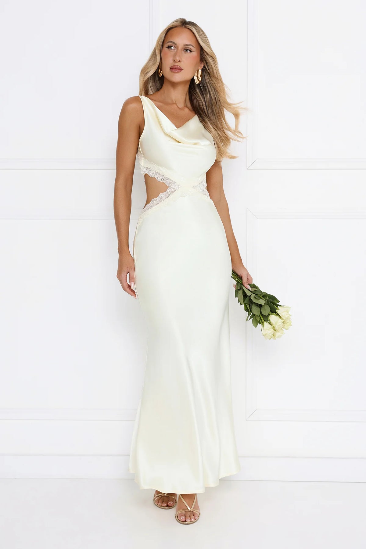 Metro Nights Satin Maxi Dress Yellow