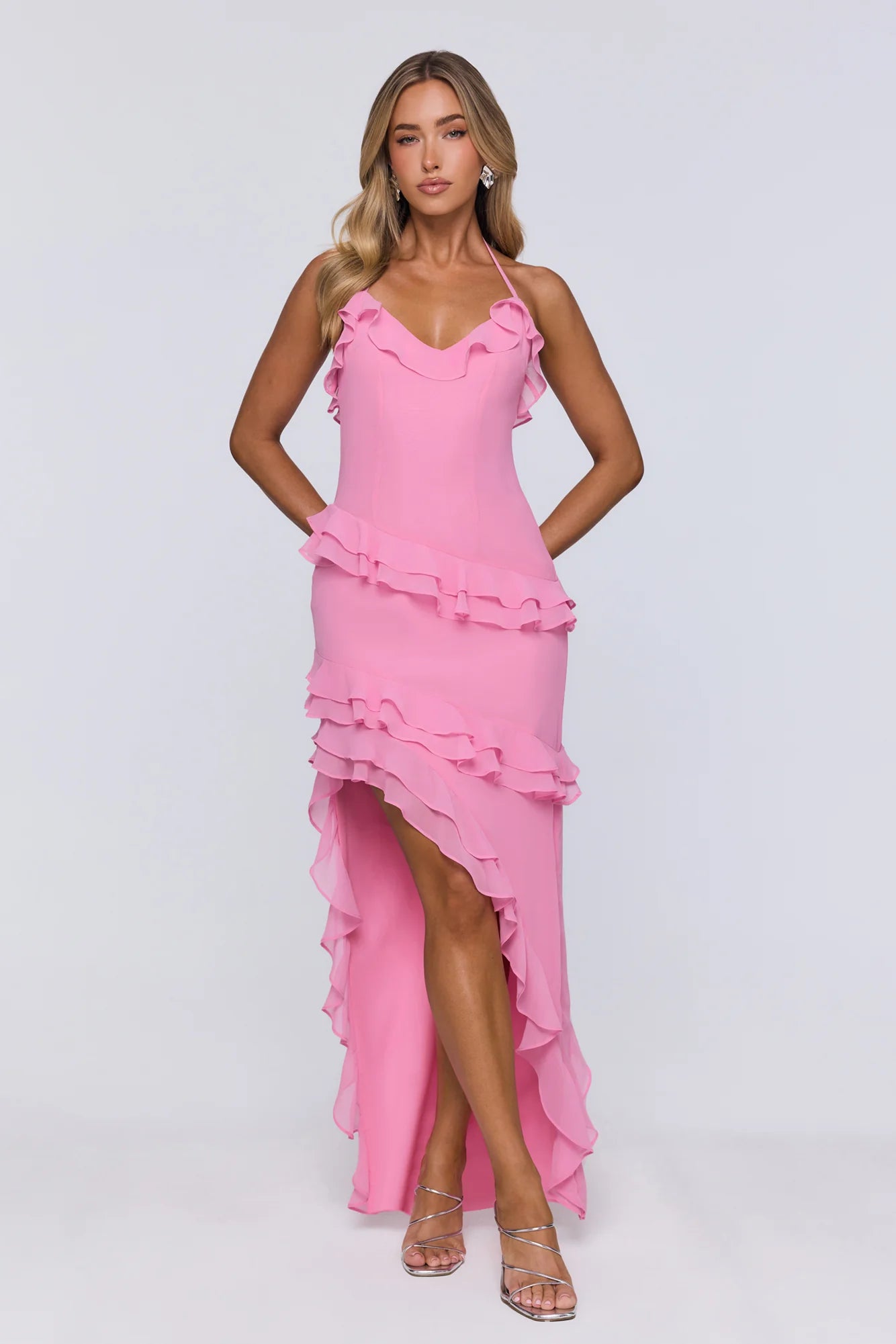 Blossom Secret Halter Maxi Dress Pink